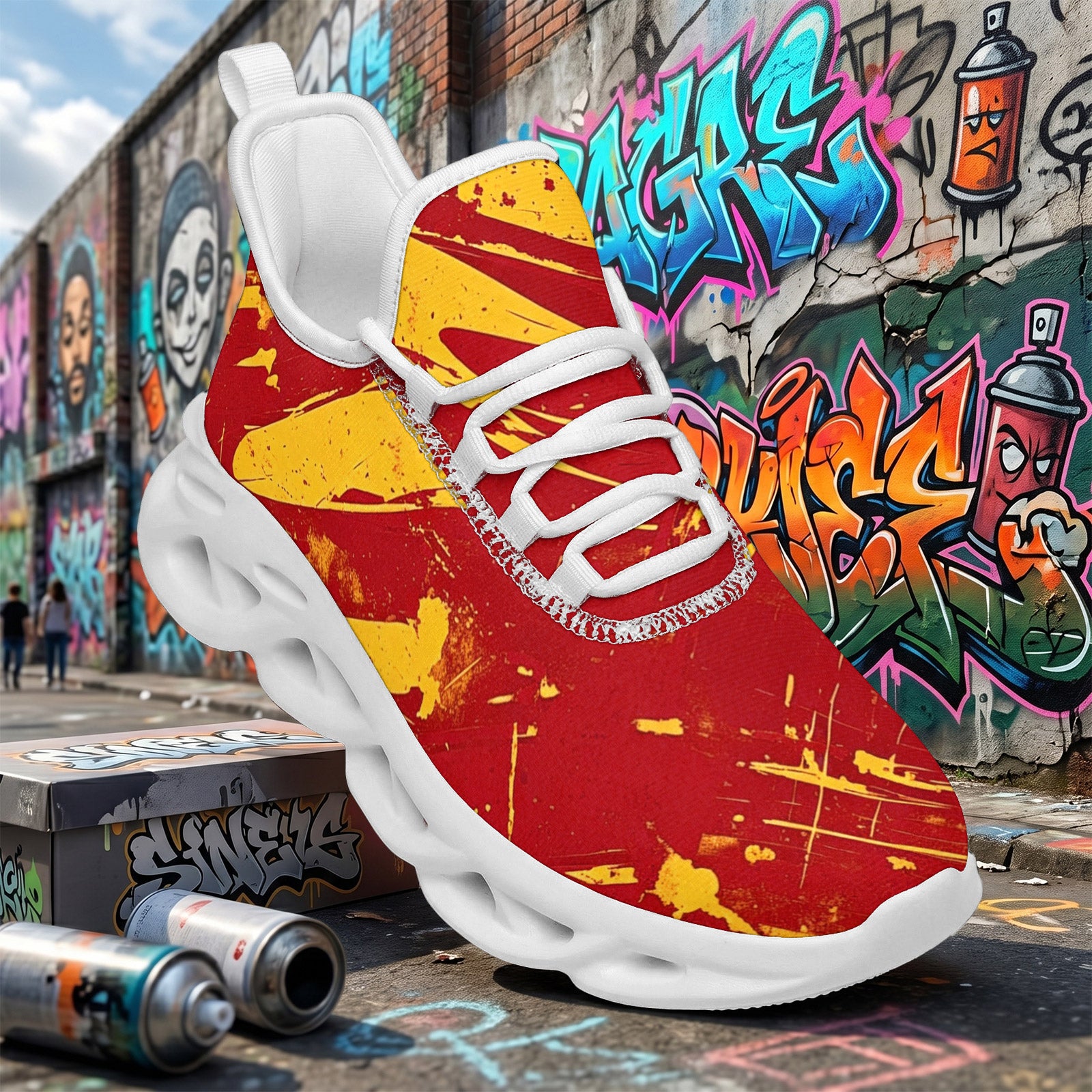 Custom Spain 2026 World Cup Sneakers DIY Country Flag Running Shoes Lightweight Sport Shoes Gift for Football Fans Personalized Team Name and Logo FN003-F009148-4