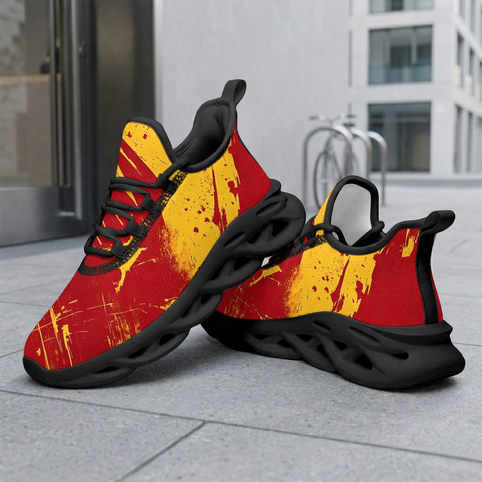 Custom Spain 2026 World Cup Sneakers DIY Country Flag Running Shoes Lightweight Sport Shoes Gift for Football Fans Personalized Team Name and Logo FN003-F009148-4