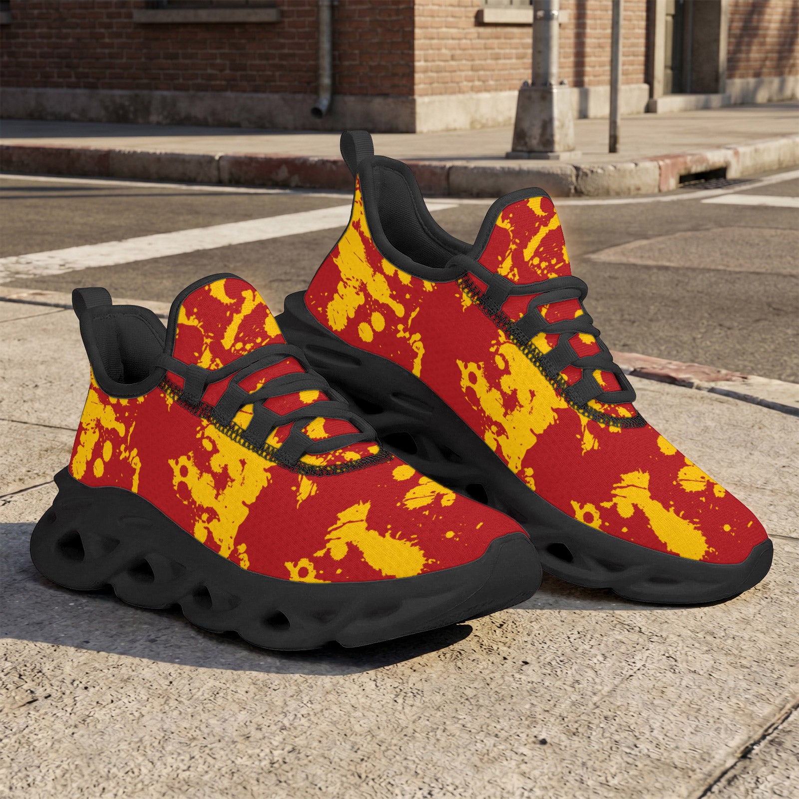 Custom Spain 2026 World Cup Sneakers DIY Country Flag Running Shoes Lightweight Sport Shoes Gift for Football Fans Personalized Team Name and Logo FN003-F009148-6