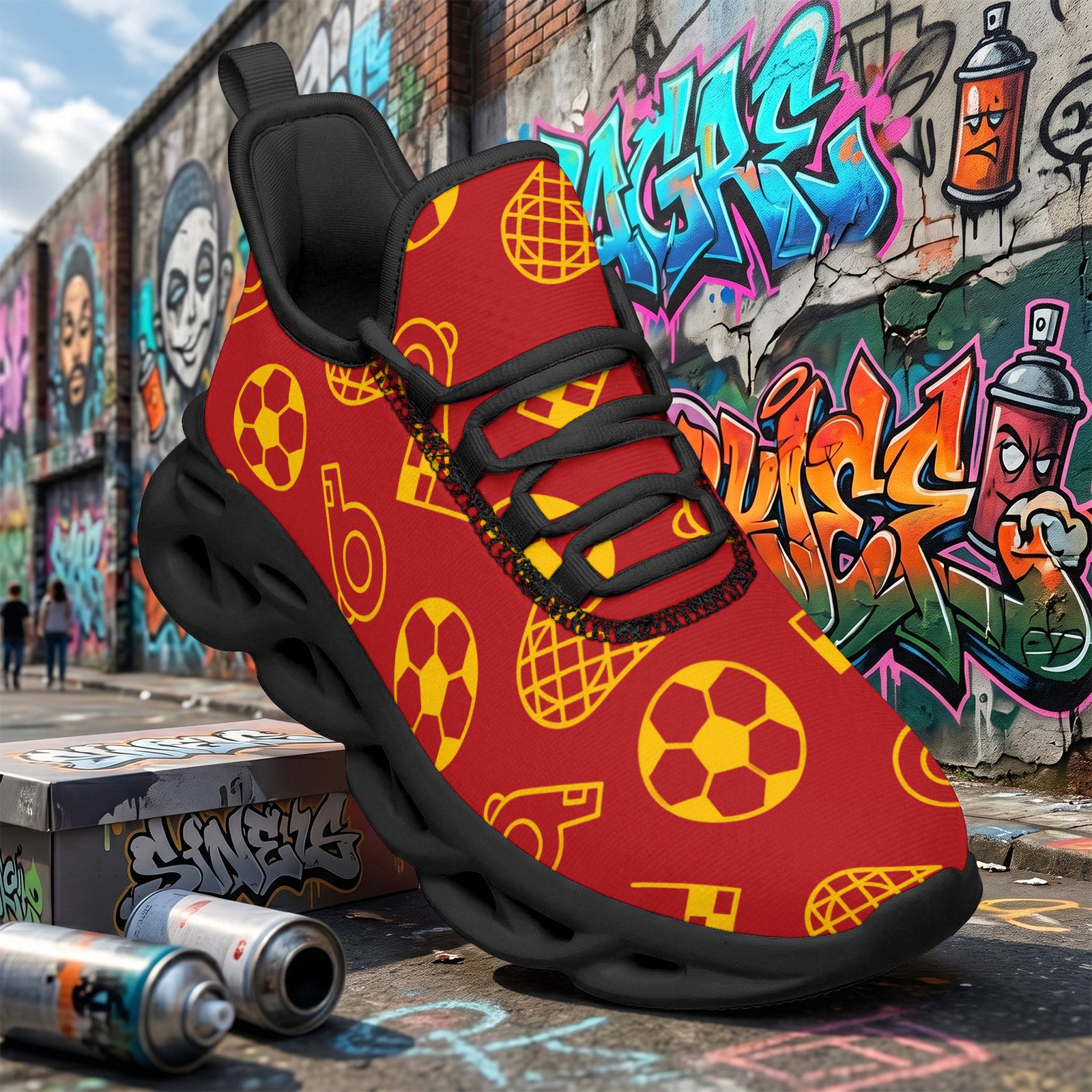 Custom Spain 2026 World Cup Sneakers DIY Country Flag Running Shoes Lightweight Sport Shoes Gift for Football Fans Personalized Team Name and Logo FN003-F009148-7