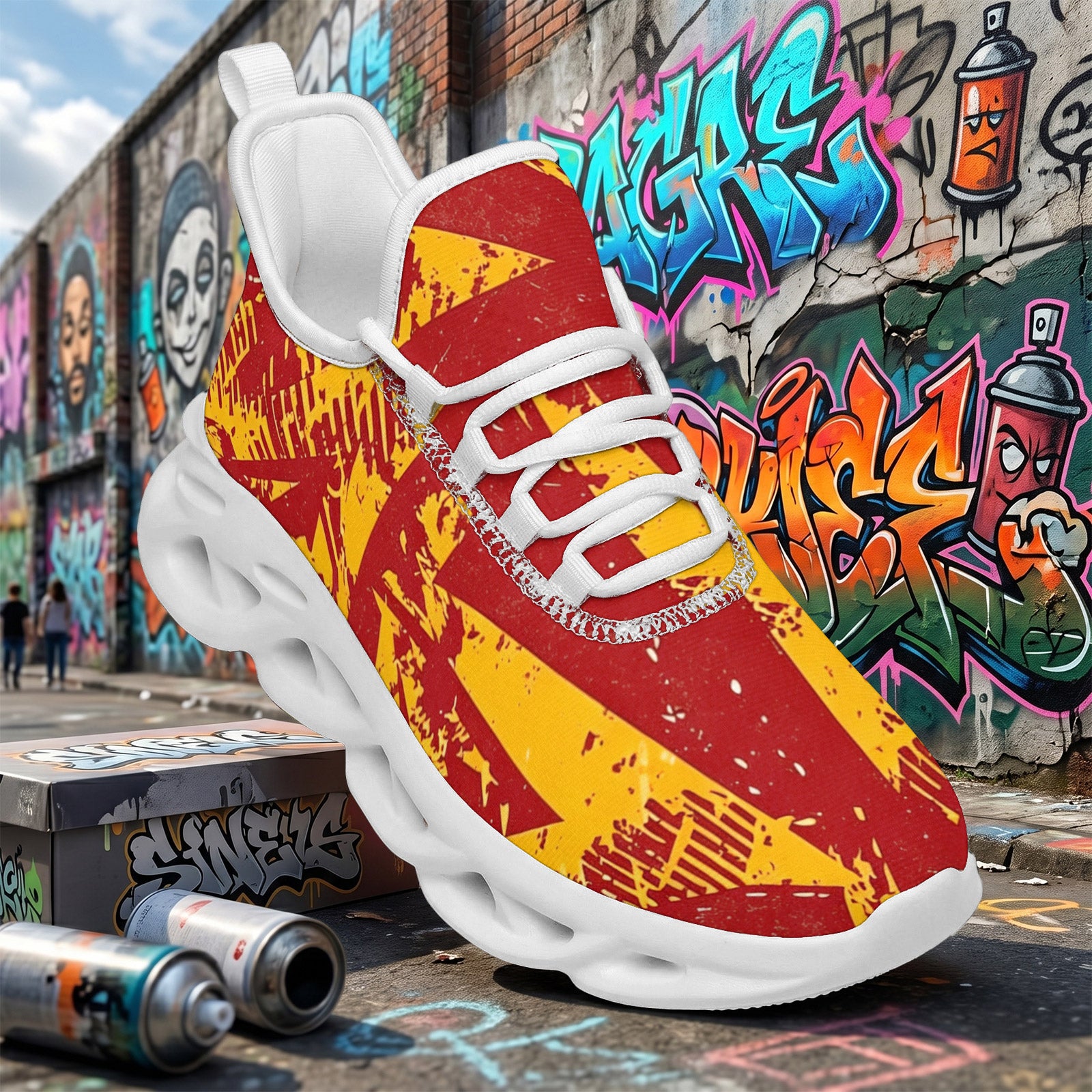 Custom Spain 2026 World Cup Sneakers DIY Country Flag Running Shoes Lightweight Sport Shoes Gift for Football Fans Personalized Team Name and Logo FN003-F009148-9