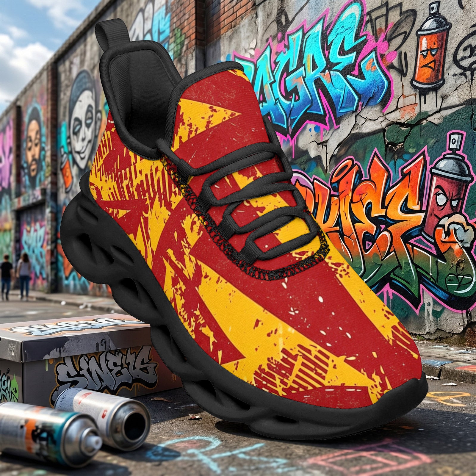 Custom Spain 2026 World Cup Sneakers DIY Country Flag Running Shoes Lightweight Sport Shoes Gift for Football Fans Personalized Team Name and Logo FN003-F009148-9