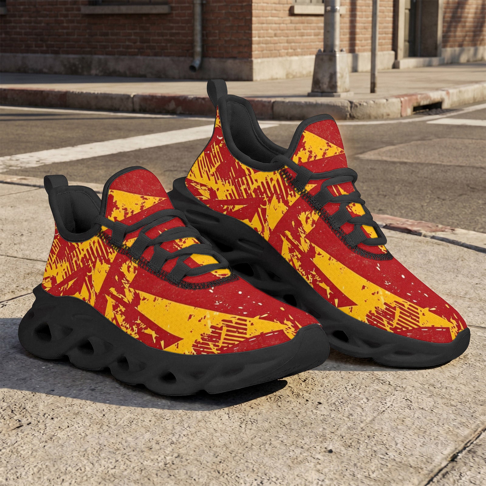 Custom Spain 2026 World Cup Sneakers DIY Country Flag Running Shoes Lightweight Sport Shoes Gift for Football Fans Personalized Team Name and Logo FN003-F009148-9