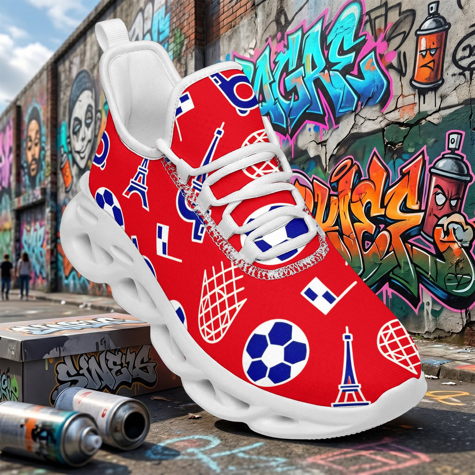 Custom France 2026 World Cup Sneakers DIY Country Flag Running Shoes Lightweight Sport Shoes Gift for Football Fans Personalized Team Name and Logo FN003-F009150-9