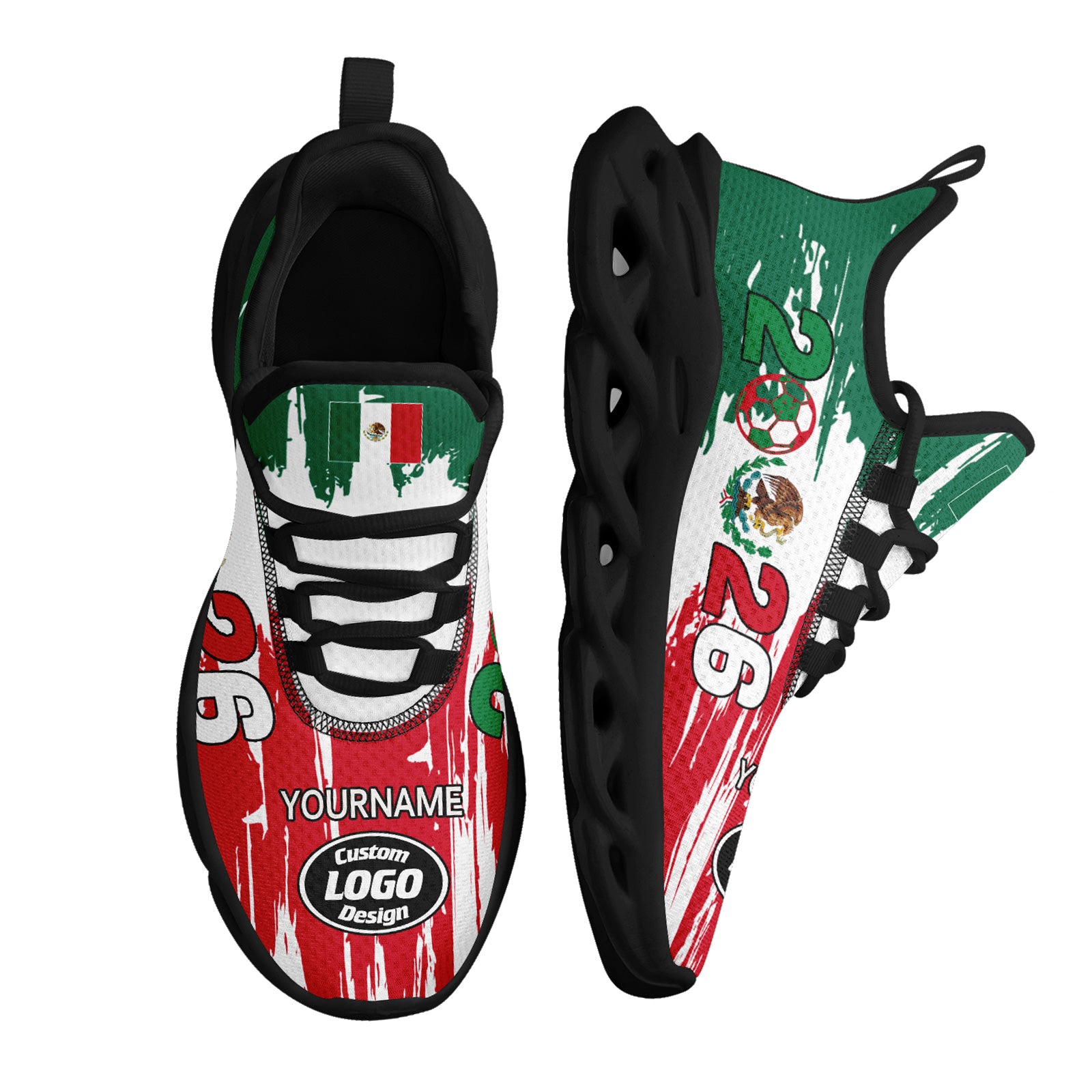 Custom 2026 World Cup Mexico High Quality Soccer Stadium Version Jersey Sneakers Sports Shoes and Hat Combo Offer Personalized Team Name and Logo ZH-F023091-1