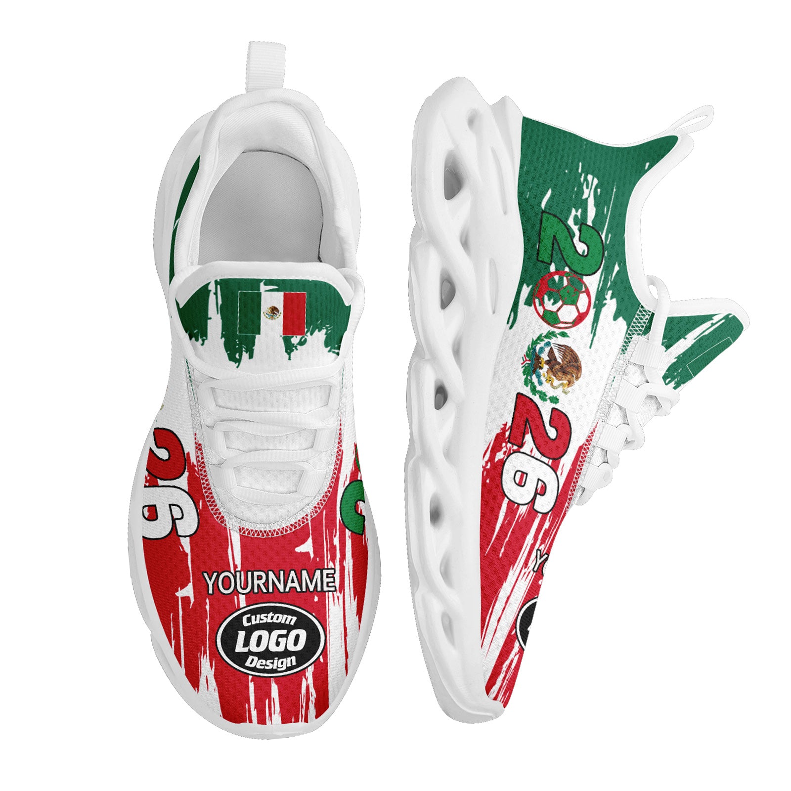 Custom 2026 World Cup Mexico High Quality Soccer Stadium Version Jersey Sneakers Sports Shoes and Hat Combo Offer Personalized Team Name and Logo ZH-F023091-1