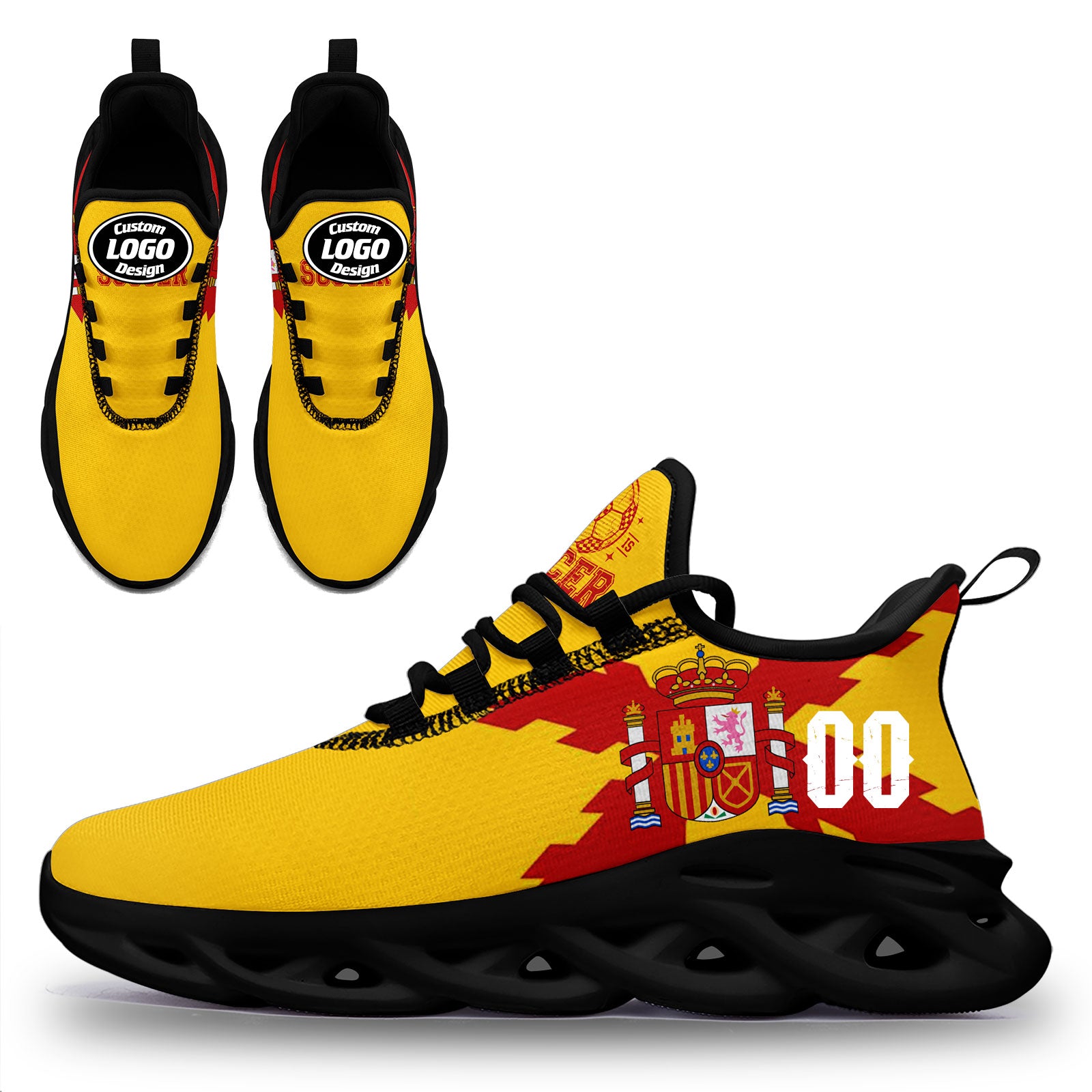 Custom 2026 World Cup Spain High Quality Soccer Stadium Version Jersey Sneakers Sports Shoes and Hat Combo Offer Personalized Team Name and Logo ZH-F025077-3