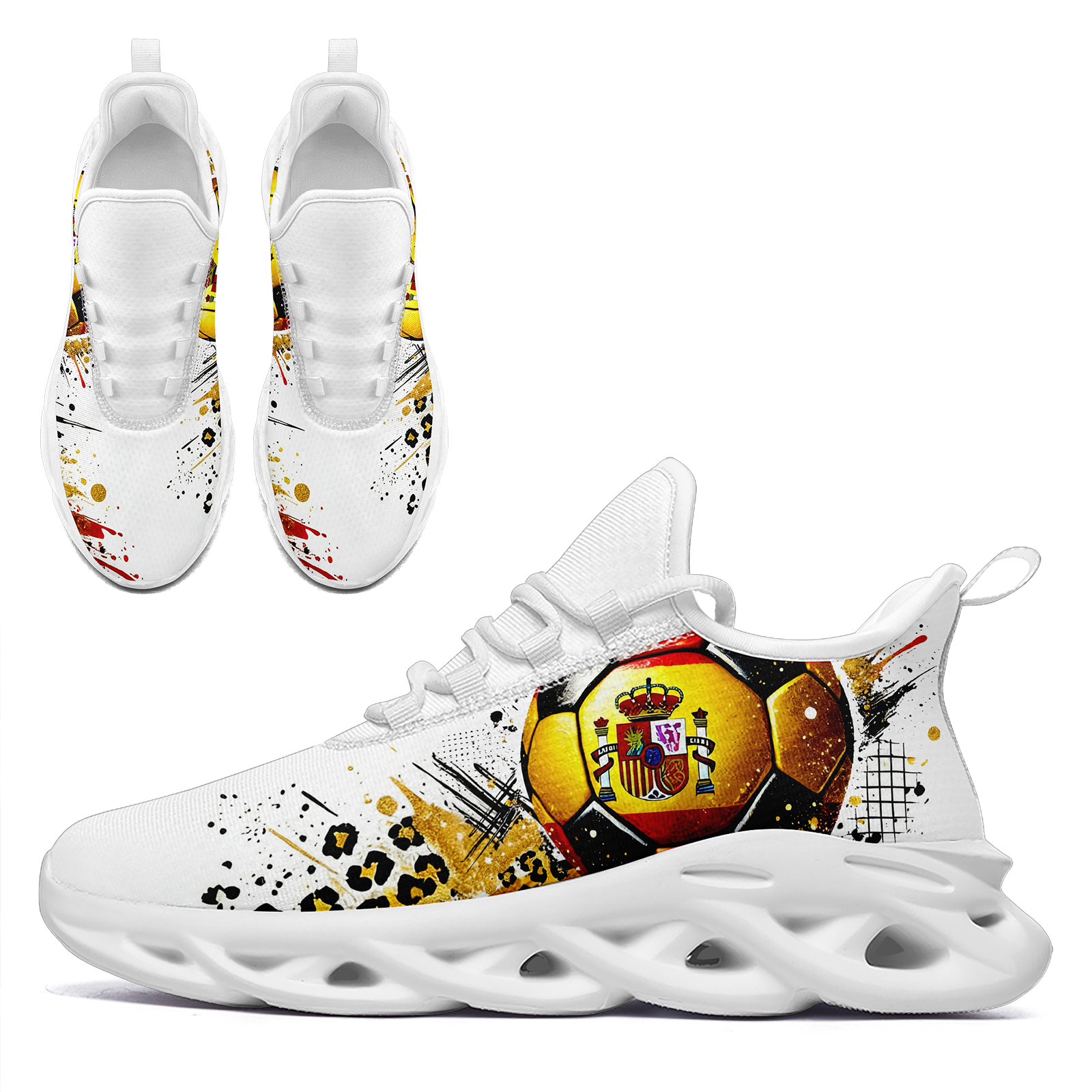 Custom 2026 World Cup Spain High Quality Soccer Stadium Version Jersey Sneakers Sports Shoes and Hat Combo Offer Personalized Team Name and Logo ZH-F025077-4