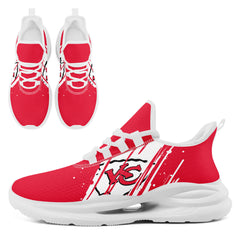 Custom Kansas City Personalized Team NFL Fan Gear Sneakers – Unisex Gameday Athletic Shoes Custom Team Name Sports Runners FN079-E020219-18