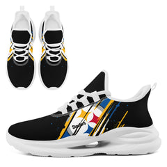 Custom Pittsburgh Personalized Team NFL Fan Gear Sneakers – Unisex Gameday Athletic Shoes Custom Team Name Sports Runners FN079-E020219-30