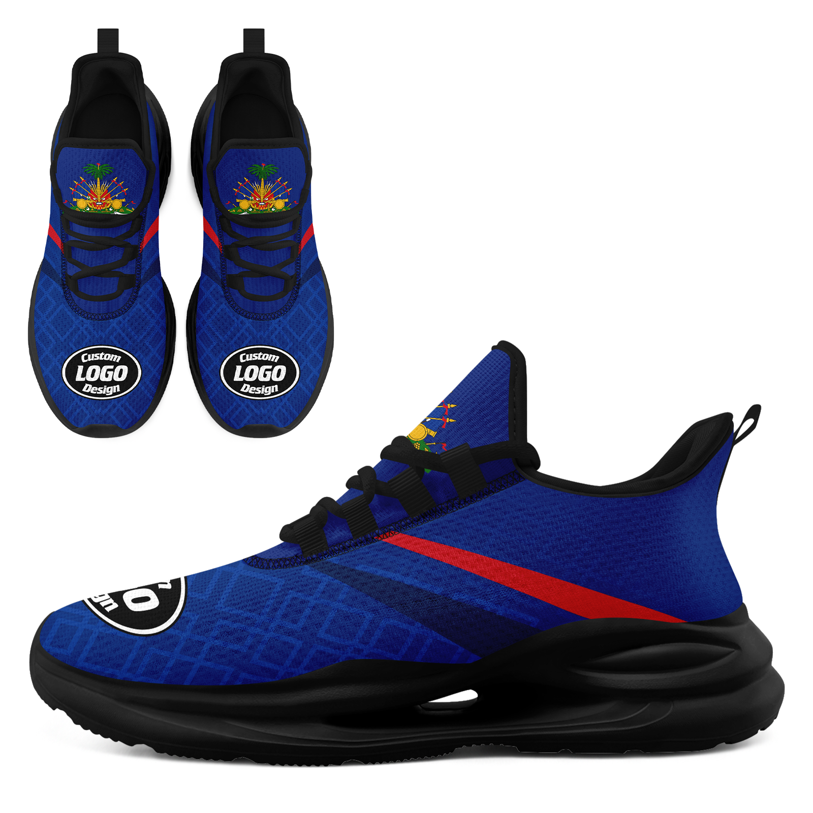 Custom Haiti 2026 World Cup High Quality Soccer Stadium Version Jersey Sneakers Sports Shoes and Hat Combo Offer Personalized Team Name and Logo ZH-F00667-3