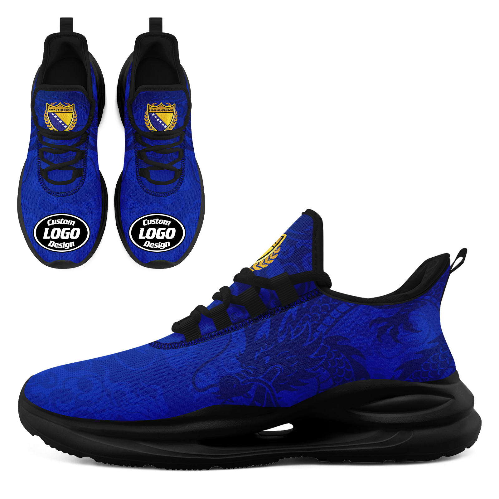 Custom Bosnia and Herzegovina 2026 World Cup High Quality Soccer Stadium Version Jersey Sneakers Sports Shoes and Hat Combo Offer Personalized Team Name and Logo ZH-F006103-4