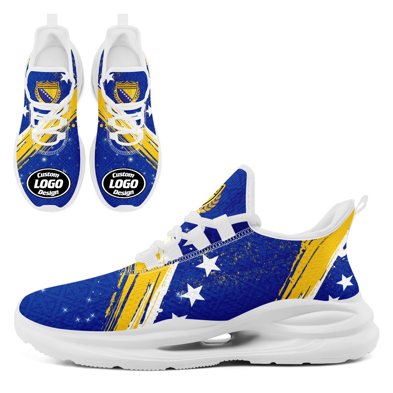 Custom Bosnia and Herzegovina 2026 World Cup High Quality Soccer Stadium Version Jersey Sneakers Sports Shoes and Hat Combo Offer Personalized Team Name and Logo ZH-F006103-5