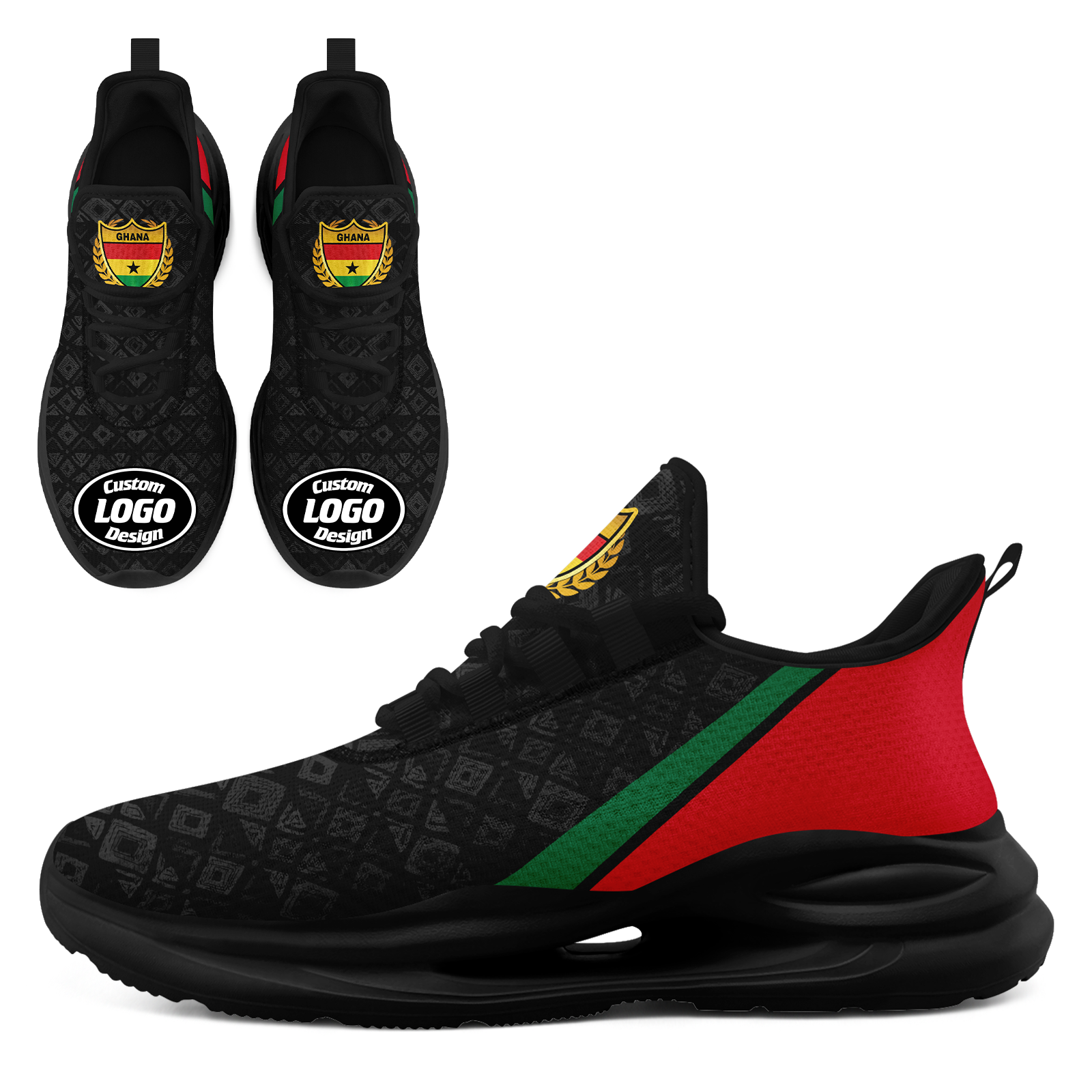 Custom Ghana 2026 World Cup High Quality Soccer Stadium Version Jersey Sneakers Sports Shoes and Hat Combo Offer Personalized Team Name and Logo ZH-F006104-4