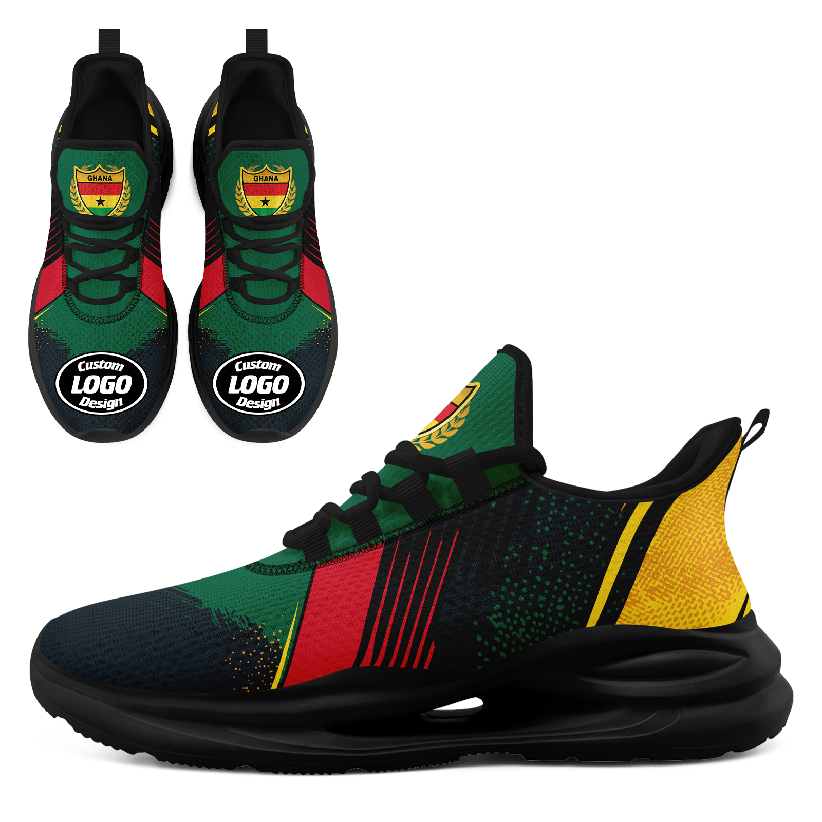 Custom Ghana 2026 World Cup High Quality Soccer Stadium Version Jersey Sneakers Sports Shoes and Hat Combo Offer Personalized Team Name and Logo ZH-F006104-6