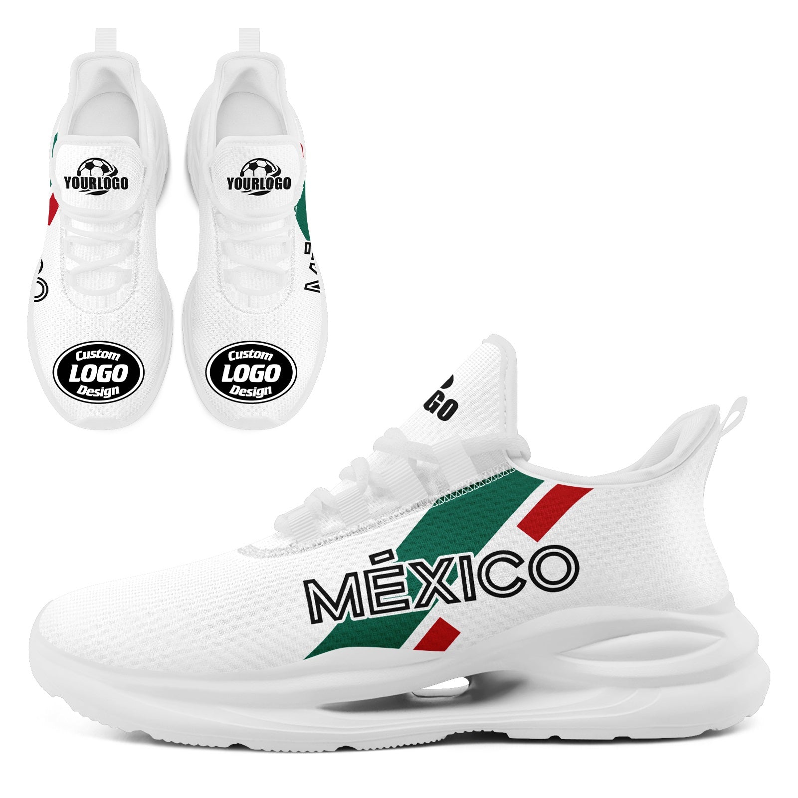 Custom Mexico 2026 World Cup High Quality Soccer Stadium Version Jersey Sneakers Sports Shoes and Hat Combo Offer Personalized Team Name and Logo ZH-F007043-003