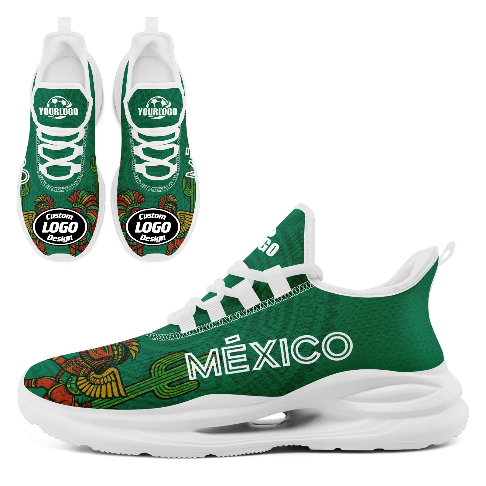 Custom Mexico 2026 World Cup High Quality Soccer Stadium Version Jersey Sneakers Sports Shoes and Hat Combo Offer Personalized Team Name and Logo ZH-F007043-004