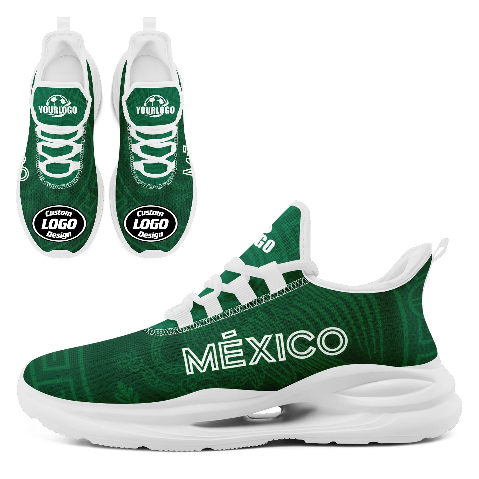 Custom Mexico 2026 World Cup High Quality Soccer Stadium Version Jersey Sneakers Sports Shoes and Hat Combo Offer Personalized Team Name and Logo ZH-F007043-008