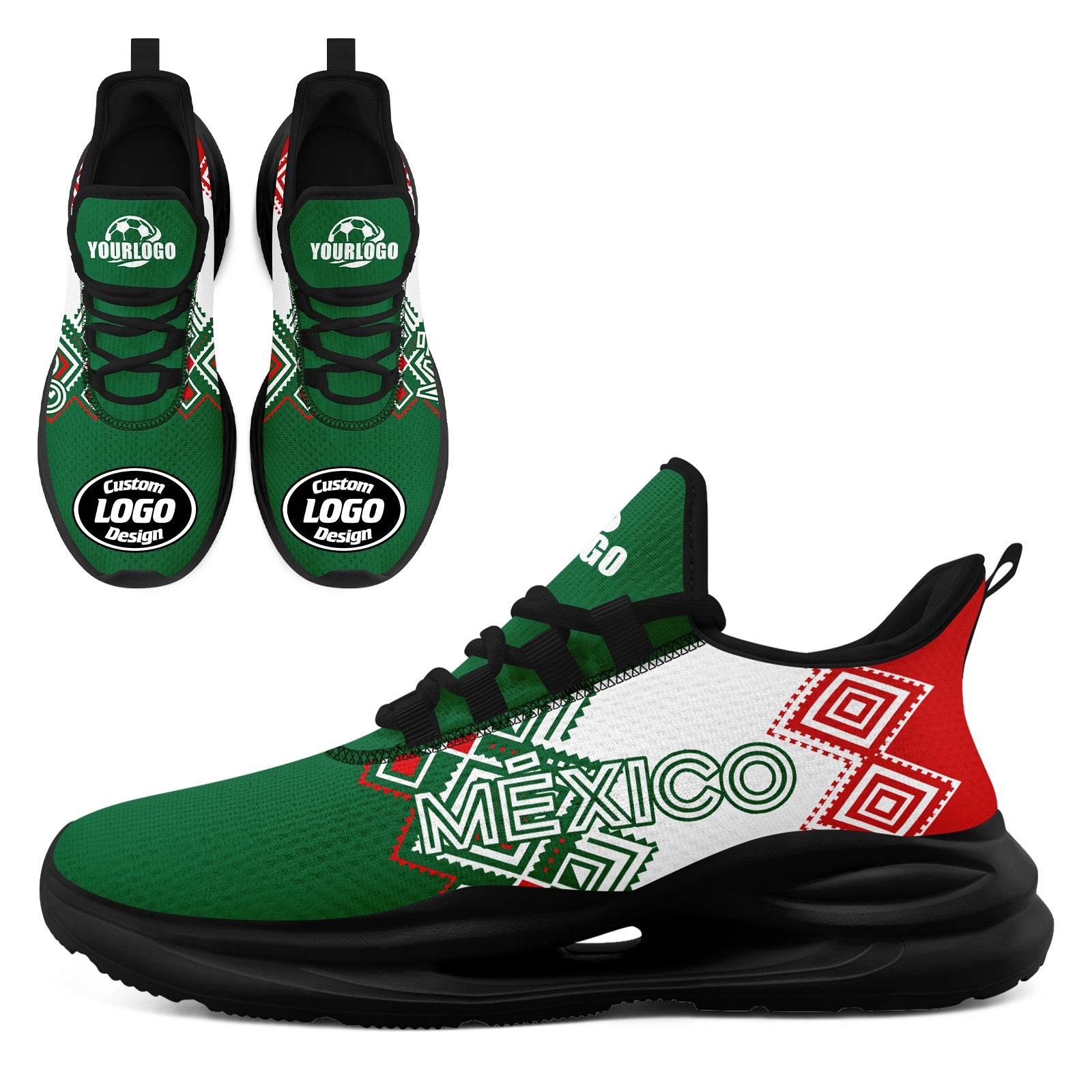 Custom Mexico 2026 World Cup High Quality Soccer Stadium Version Jersey Sneakers Sports Shoes and Hat Combo Offer Personalized Team Name and Logo ZH-F007043-009