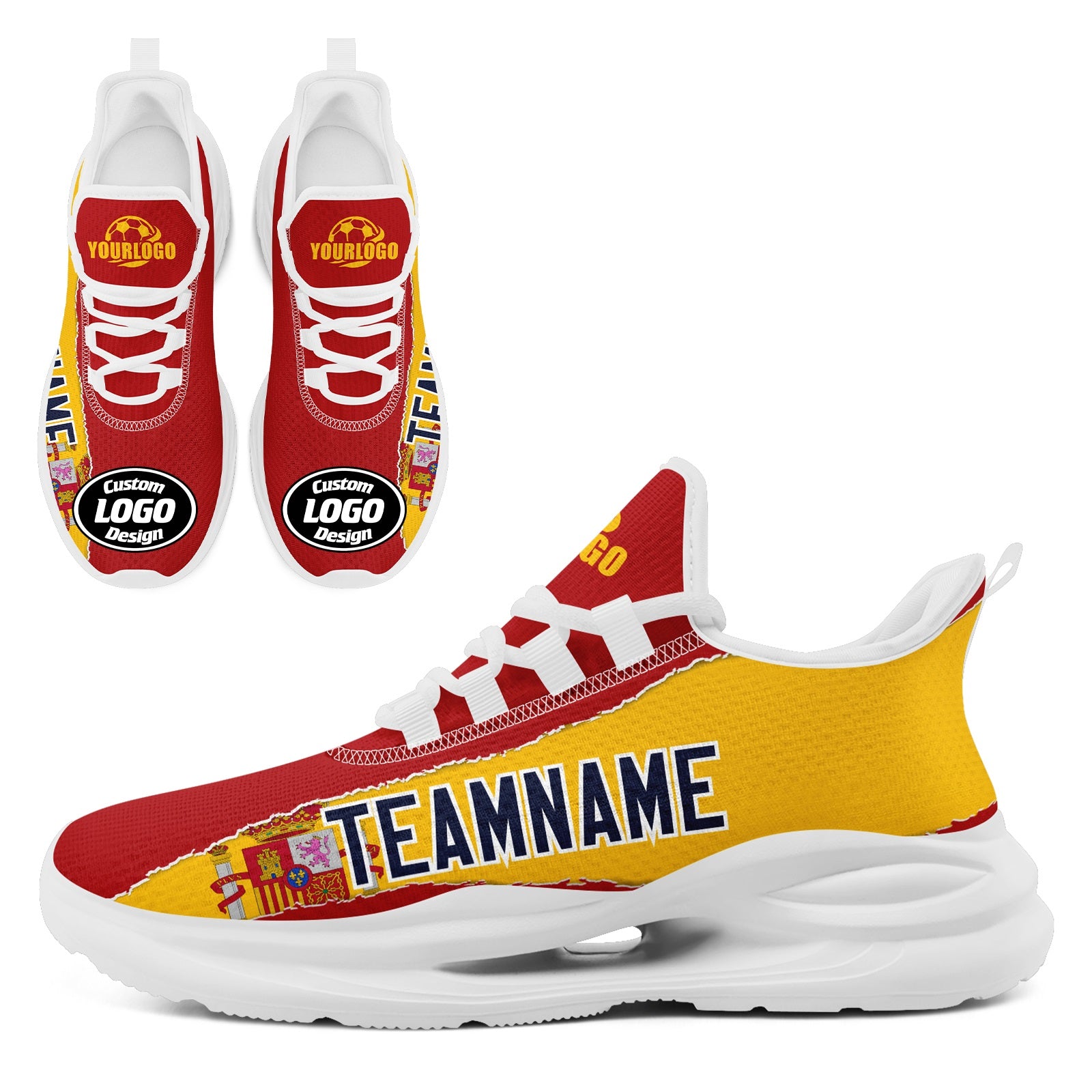 Custom Spain 2026 World Cup High Quality Soccer Stadium Version Jersey Sneakers Sports Shoes and Hat Combo Offer Personalized Team Name and Logo ZH-F007049-003