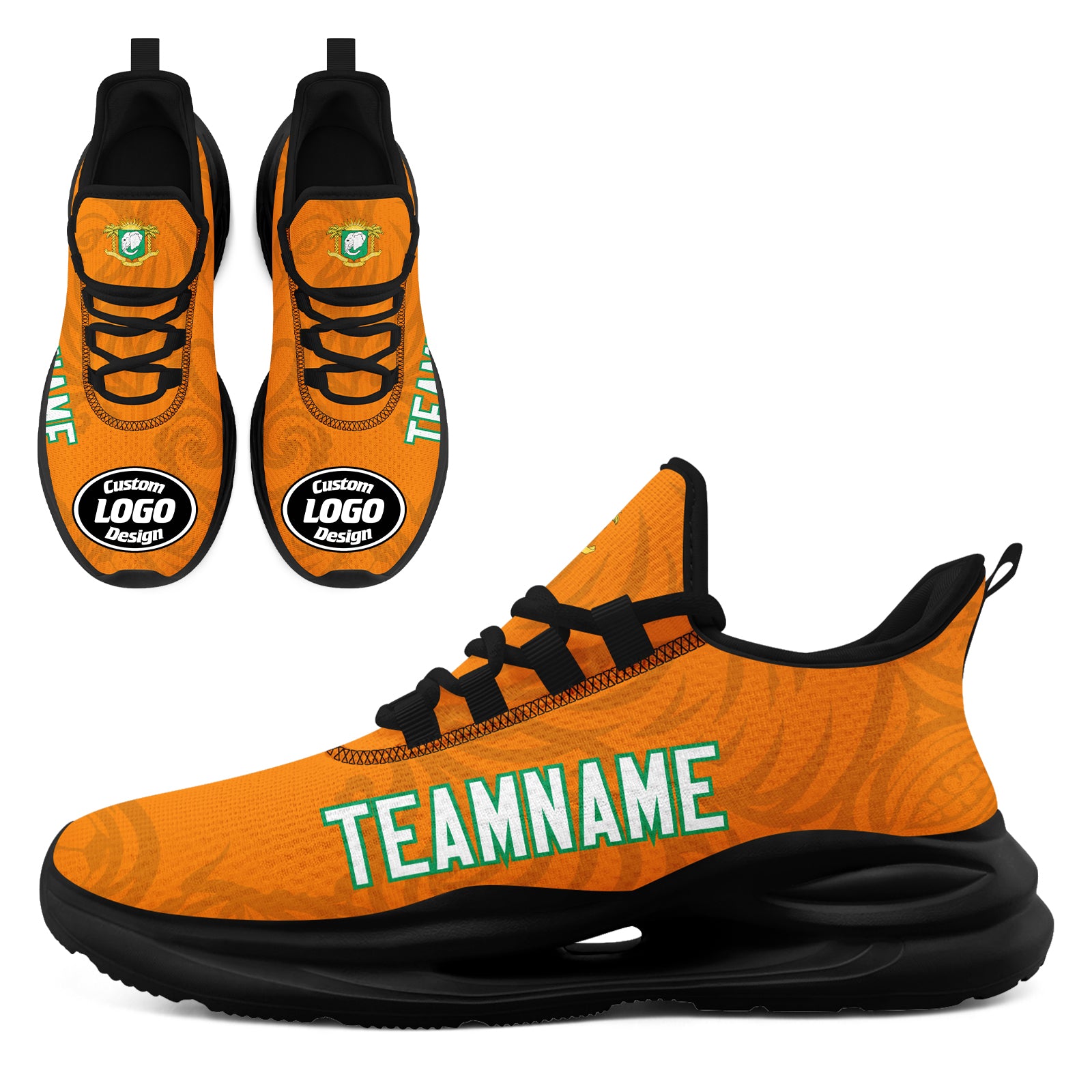 Custom Ivory Coast 2026 World Cup High Quality Soccer Stadium Version Jersey Sneakers Sports Shoes and Hat Combo Offer Personalized Team Name and Logo ZH-F007055-004