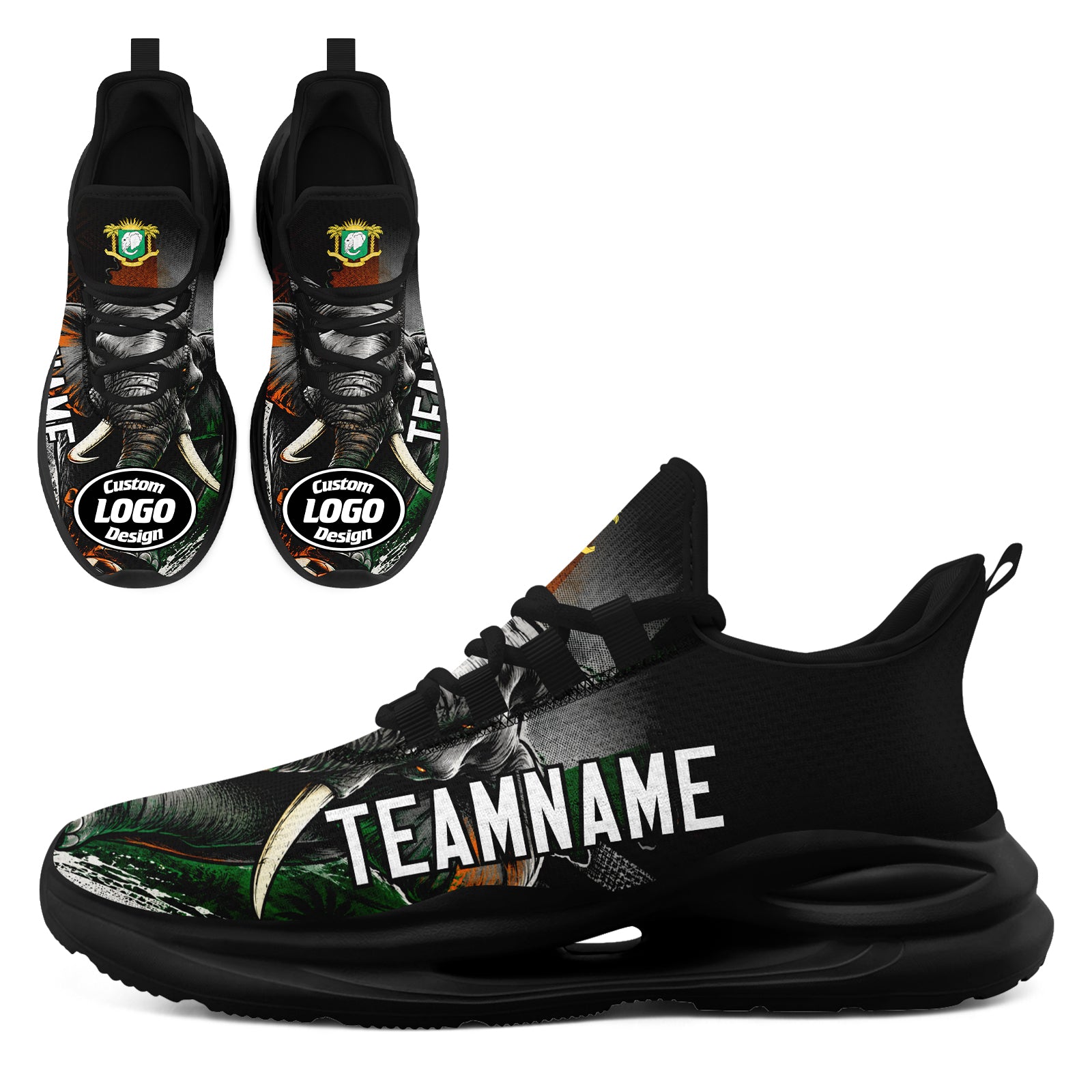 Custom Ivory Coast 2026 World Cup High Quality Soccer Stadium Version Jersey Sneakers Sports Shoes and Hat Combo Offer Personalized Team Name and Logo ZH-F007055-006