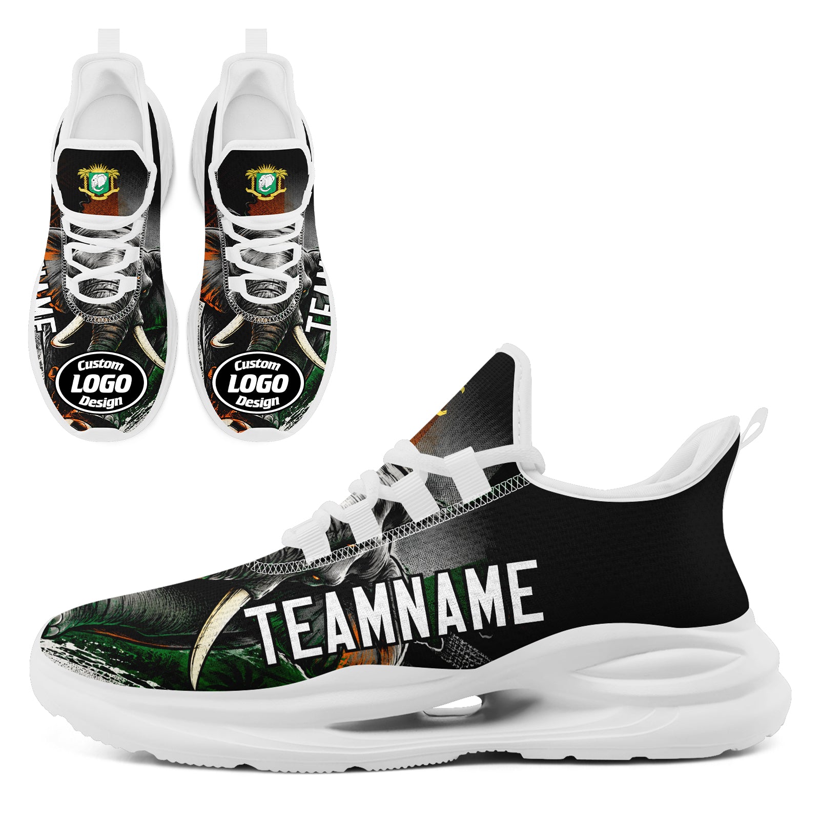 Custom Ivory Coast 2026 World Cup High Quality Soccer Stadium Version Jersey Sneakers Sports Shoes and Hat Combo Offer Personalized Team Name and Logo ZH-F007055-006
