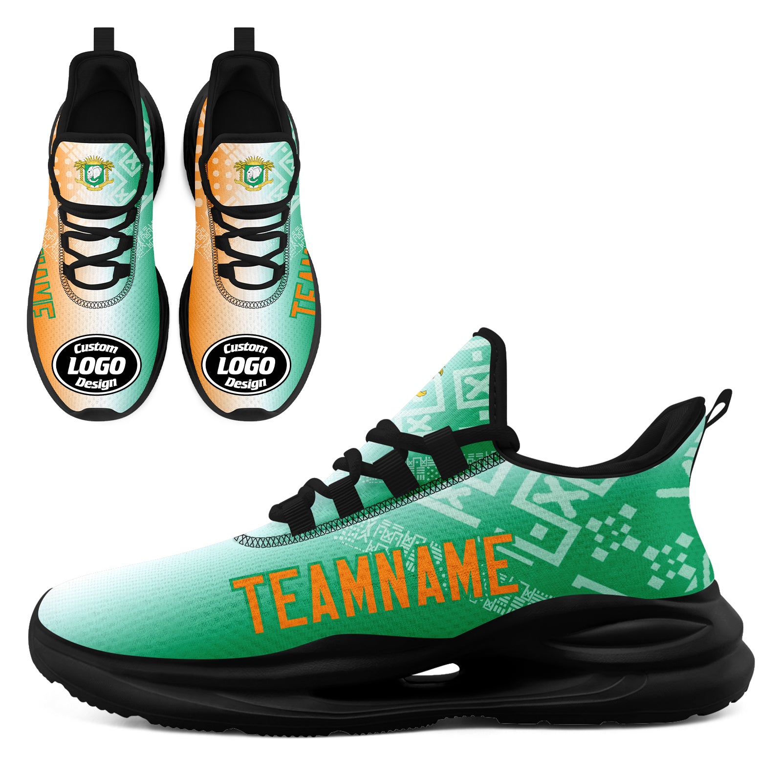 Custom Ivory Coast 2026 World Cup High Quality Soccer Stadium Version Jersey Sneakers Sports Shoes and Hat Combo Offer Personalized Team Name and Logo ZH-F007055-009