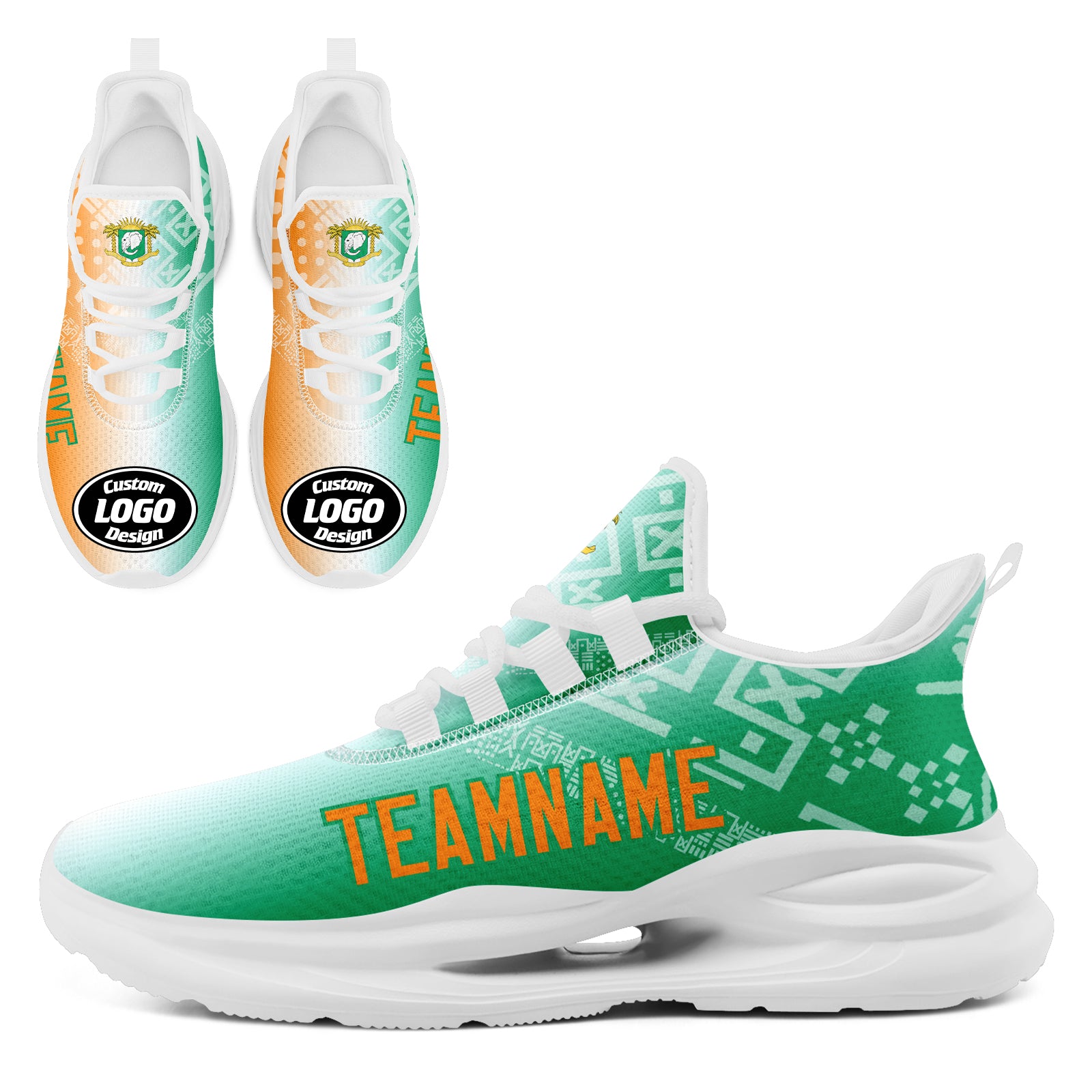 Custom Ivory Coast 2026 World Cup High Quality Soccer Stadium Version Jersey Sneakers Sports Shoes and Hat Combo Offer Personalized Team Name and Logo ZH-F007055-009