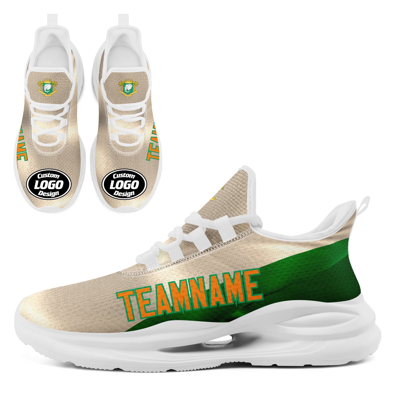 Custom Ivory Coast 2026 World Cup High Quality Soccer Stadium Version Jersey Sneakers Sports Shoes and Hat Combo Offer Personalized Team Name and Logo ZH-F007055-010