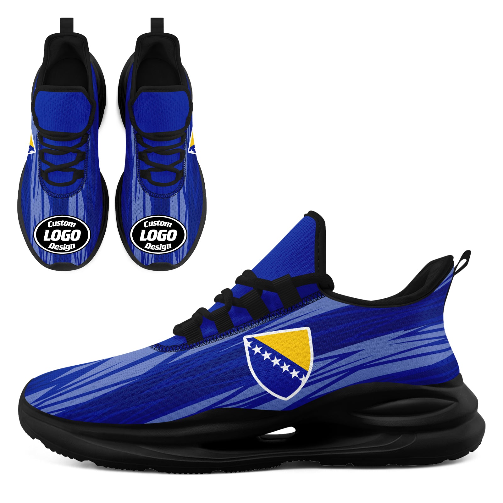 Custom Bosnia and Herzegovina 2026 World Cup High Quality Soccer Stadium Version Jersey Sneakers Sports Shoes and Hat Combo Offer Personalized Team Name and Logo ZH-F007062-006