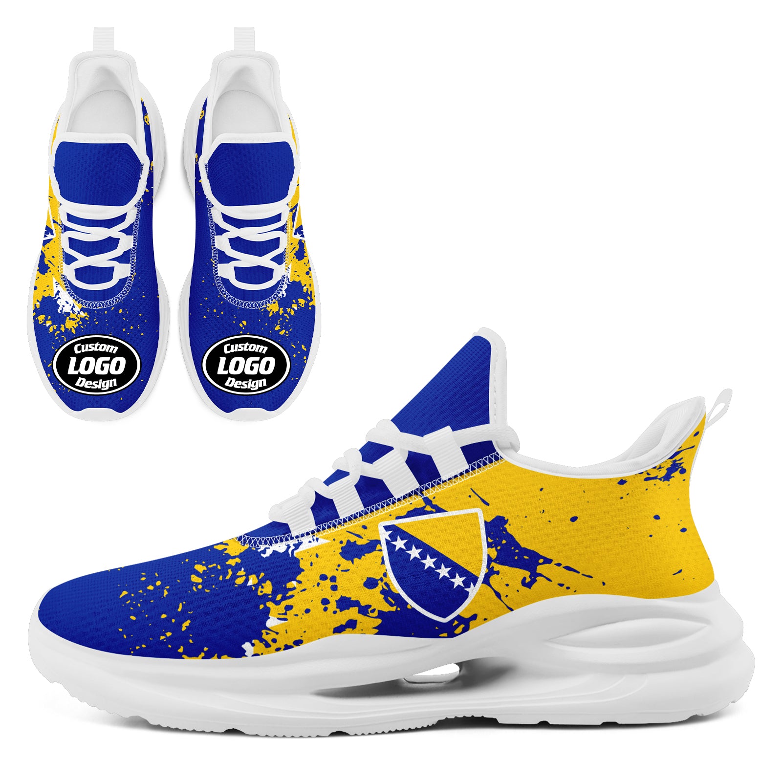 Custom Bosnia and Herzegovina 2026 World Cup High Quality Soccer Stadium Version Jersey Sneakers Sports Shoes and Hat Combo Offer Personalized Team Name and Logo ZH-F007062-008