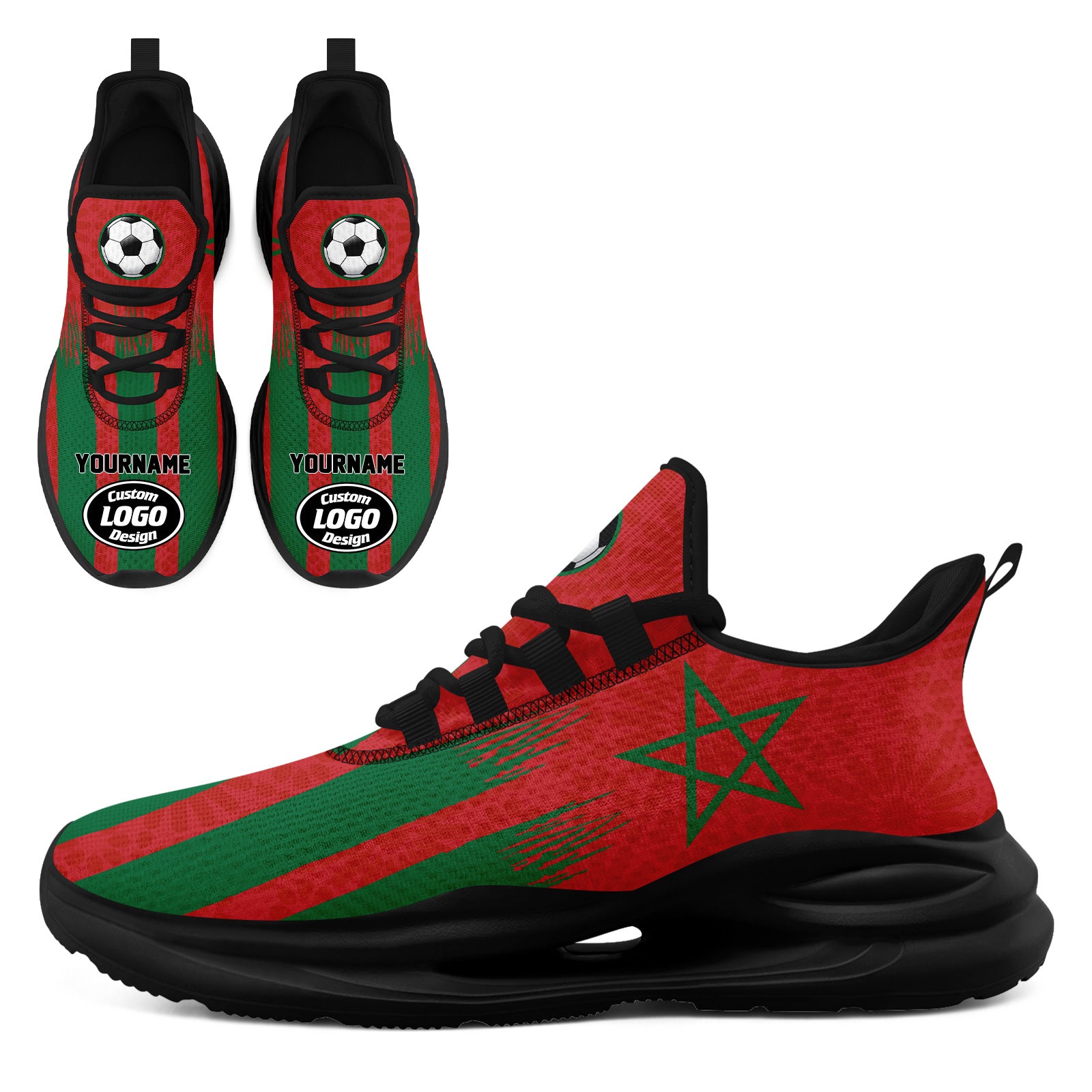 Custom 2026 World Cup Morocco High Quality Soccer Stadium Version Jersey Sneakers Sports Shoes and Hat Combo Offer Personalized Team Name and Logo ZH-F009134-2