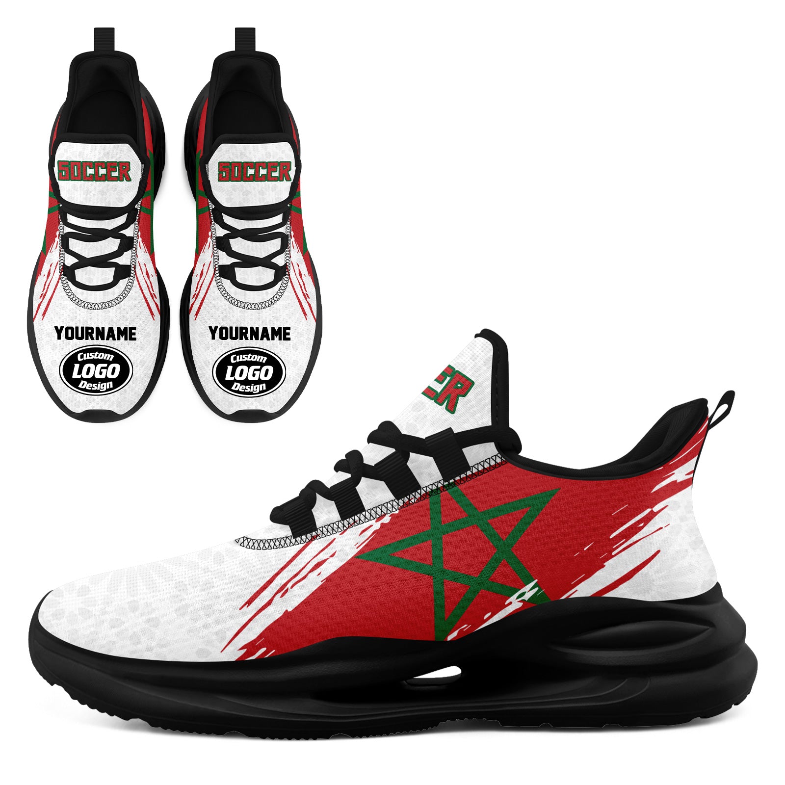 Custom 2026 World Cup Morocco High Quality Soccer Stadium Version Jersey Sneakers Sports Shoes and Hat Combo Offer Personalized Team Name and Logo ZH-F009134-5