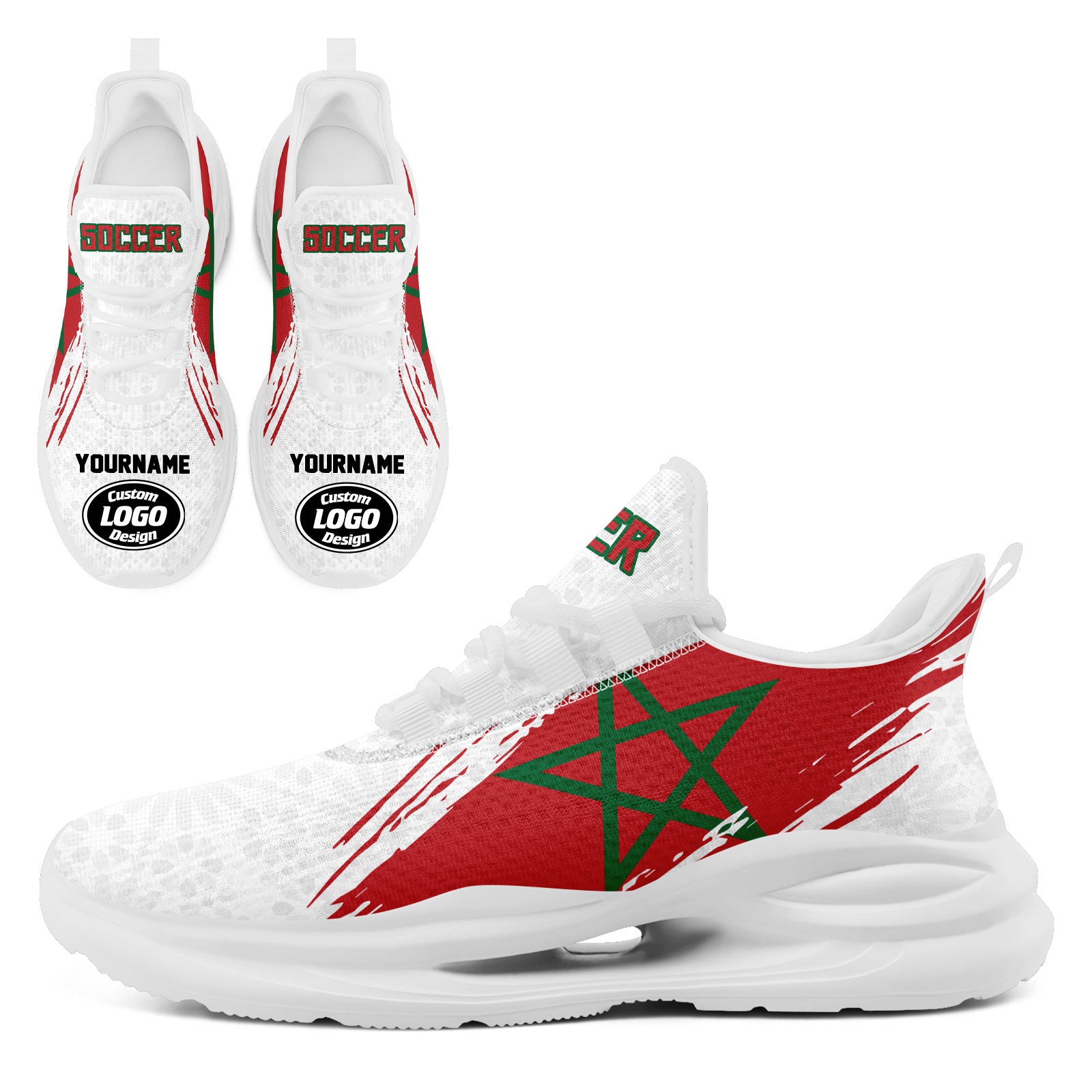 Custom 2026 World Cup Morocco High Quality Soccer Stadium Version Jersey Sneakers Sports Shoes and Hat Combo Offer Personalized Team Name and Logo ZH-F009134-5