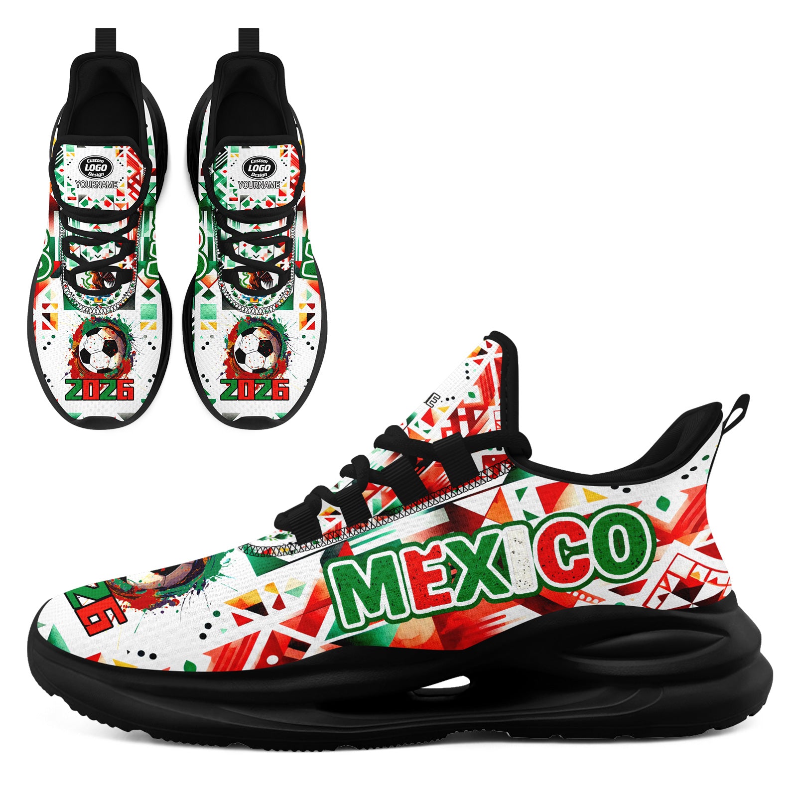 Custom 2026 World Cup Mexico High Quality Soccer Stadium Version Jersey Sneakers Sports Shoes and Hat Combo Offer Personalized Team Name and Logo ZH-F023092-5