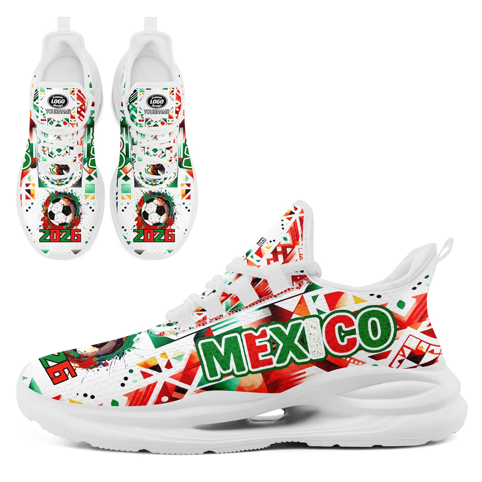 Custom 2026 World Cup Mexico High Quality Soccer Stadium Version Jersey Sneakers Sports Shoes and Hat Combo Offer Personalized Team Name and Logo ZH-F023092-5
