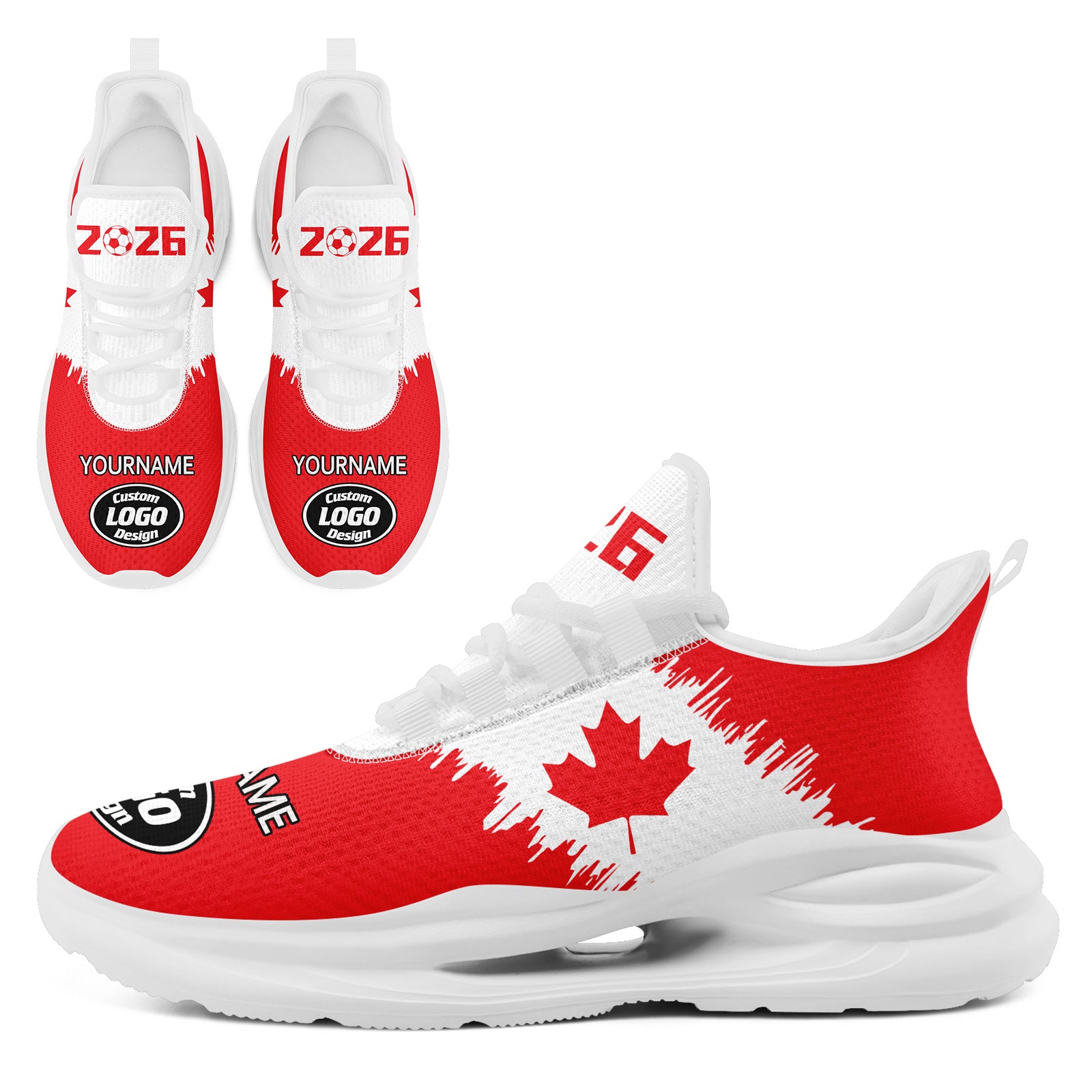 Custom 2026 World Cup Canada High Quality Soccer Stadium Version Jersey Sneakers Sports Shoes and Hat Combo Offer Personalized Team Name and Logo ZH-F023096-1