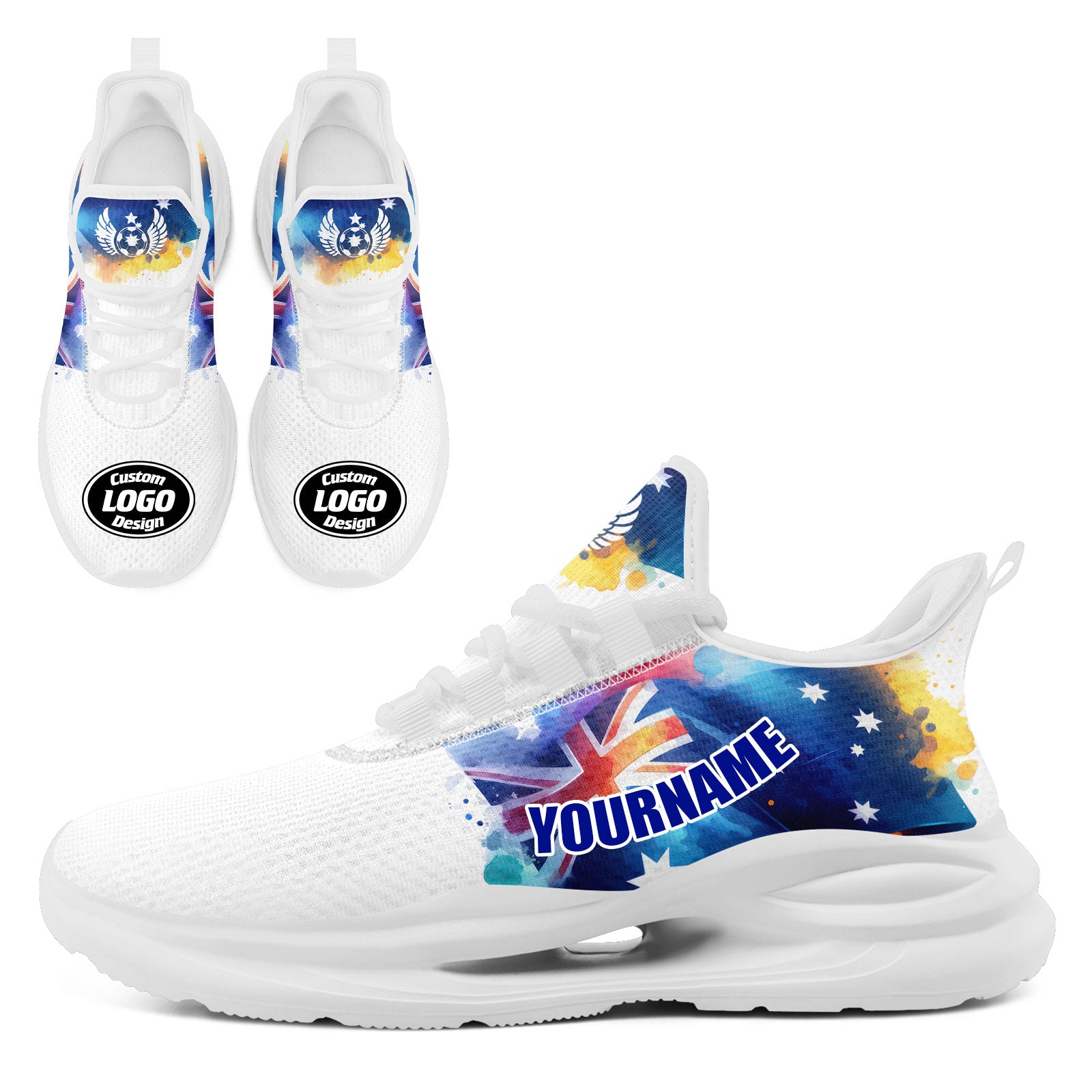 Custom Australia 2026 World Cup High Quality Soccer Stadium Version Jersey Sneakers Sports Shoes and Hat Combo Offer Personalized Team Name and Logo ZH-F025139-6