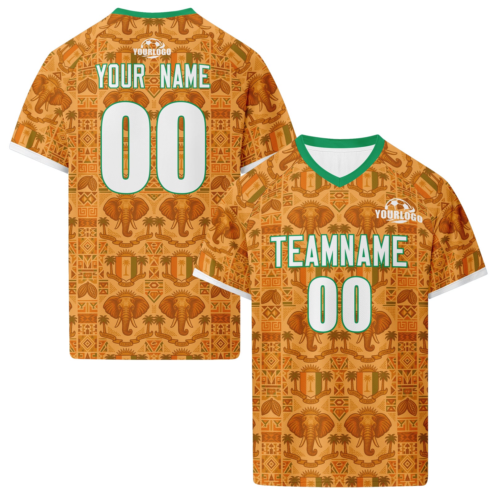 Custom Ivory Coast 2026 World Cup High Quality Soccer Stadium Version Jersey Sneakers Sports Shoes and Hat Combo Offer Personalized Team Name and Logo ZH-F007055-002