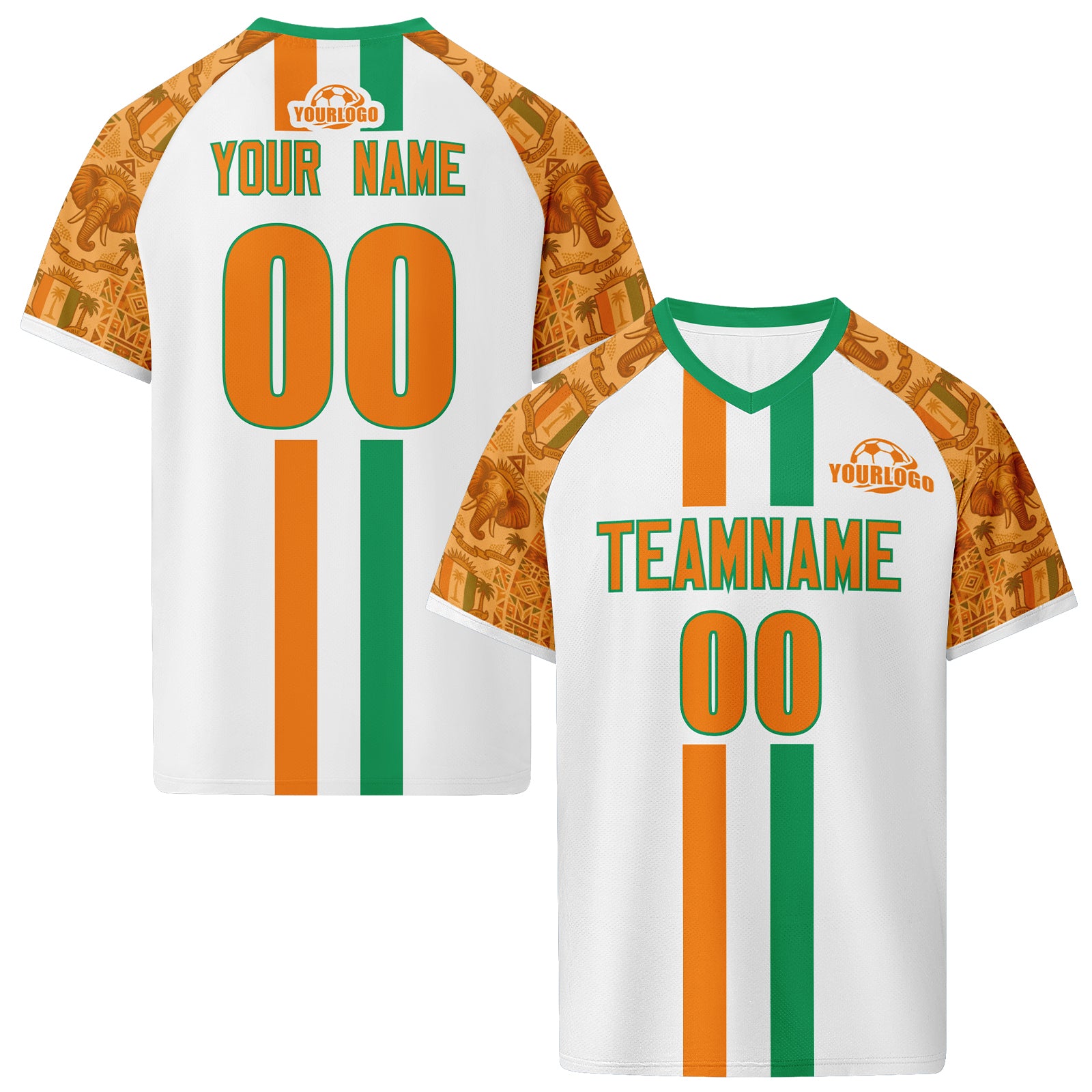 Custom Ivory Coast 2026 World Cup High Quality Soccer Stadium Version Jersey Sneakers Sports Shoes and Hat Combo Offer Personalized Team Name and Logo ZH-F007055-003