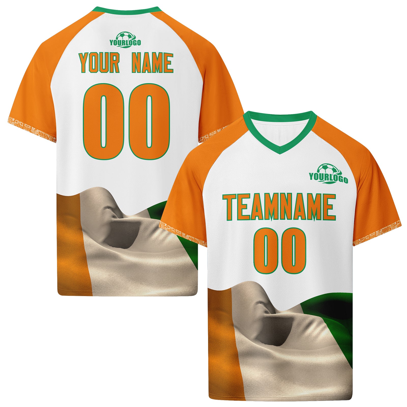 Custom Ivory Coast 2026 World Cup High Quality Soccer Stadium Version Jersey Sneakers Sports Shoes and Hat Combo Offer Personalized Team Name and Logo ZH-F007055-010