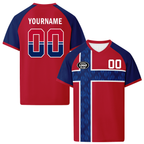 Custom Norway 2026 World Cup High Quality Soccer Stadium Version Jersey Sneakers Sports Shoes and Hat Combo Offer Personalized Team Name and Logo ZH-F00672-1