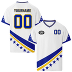 Custom Bosnia and Herzegovina 2026 World Cup High Quality Soccer Stadium Version Jersey Sneakers Sports Shoes and Hat Combo Offer Personalized Team Name and Logo ZH-F006103-1