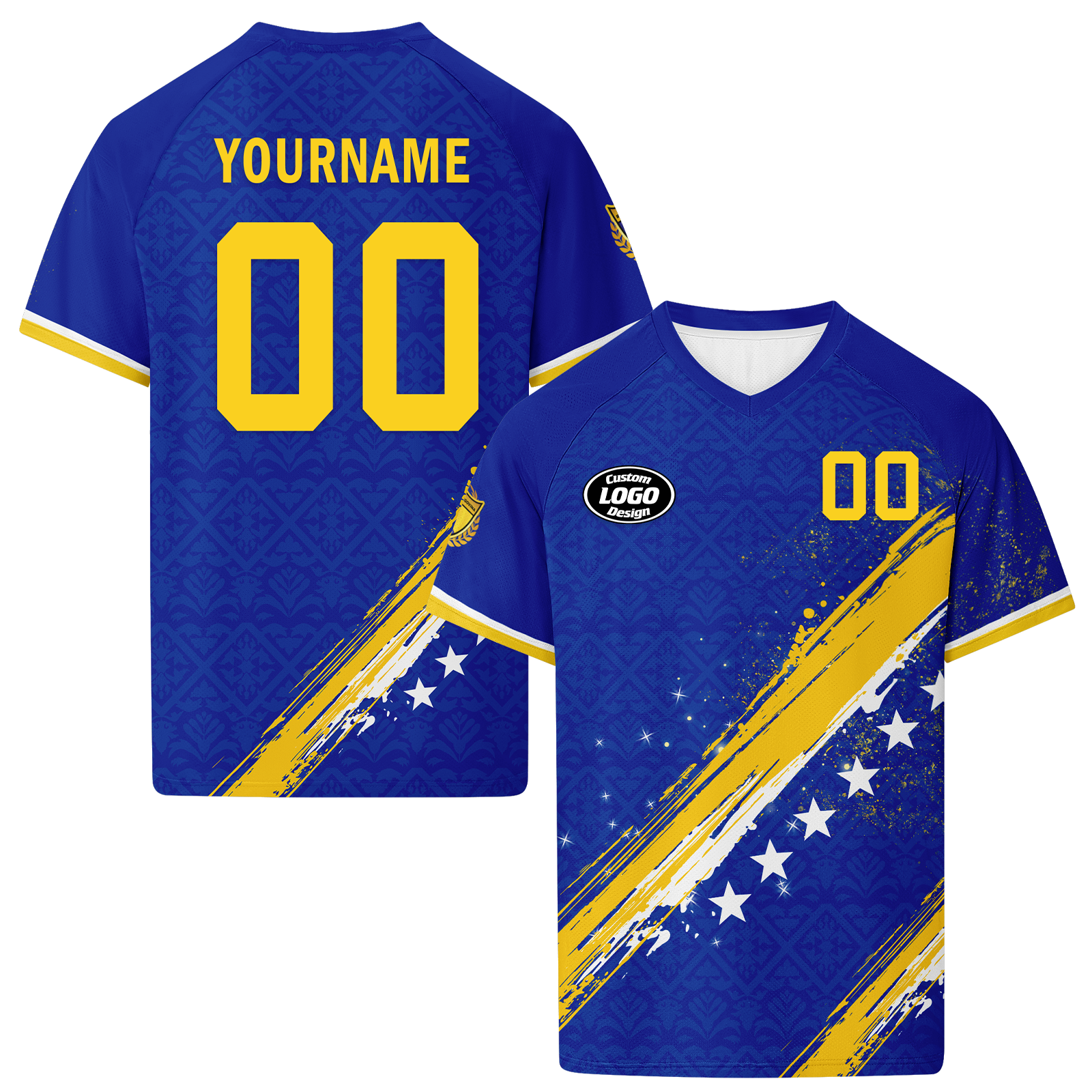 Custom Bosnia and Herzegovina 2026 World Cup High Quality Soccer Stadium Version Jersey Sneakers Sports Shoes and Hat Combo Offer Personalized Team Name and Logo ZH-F006103-5