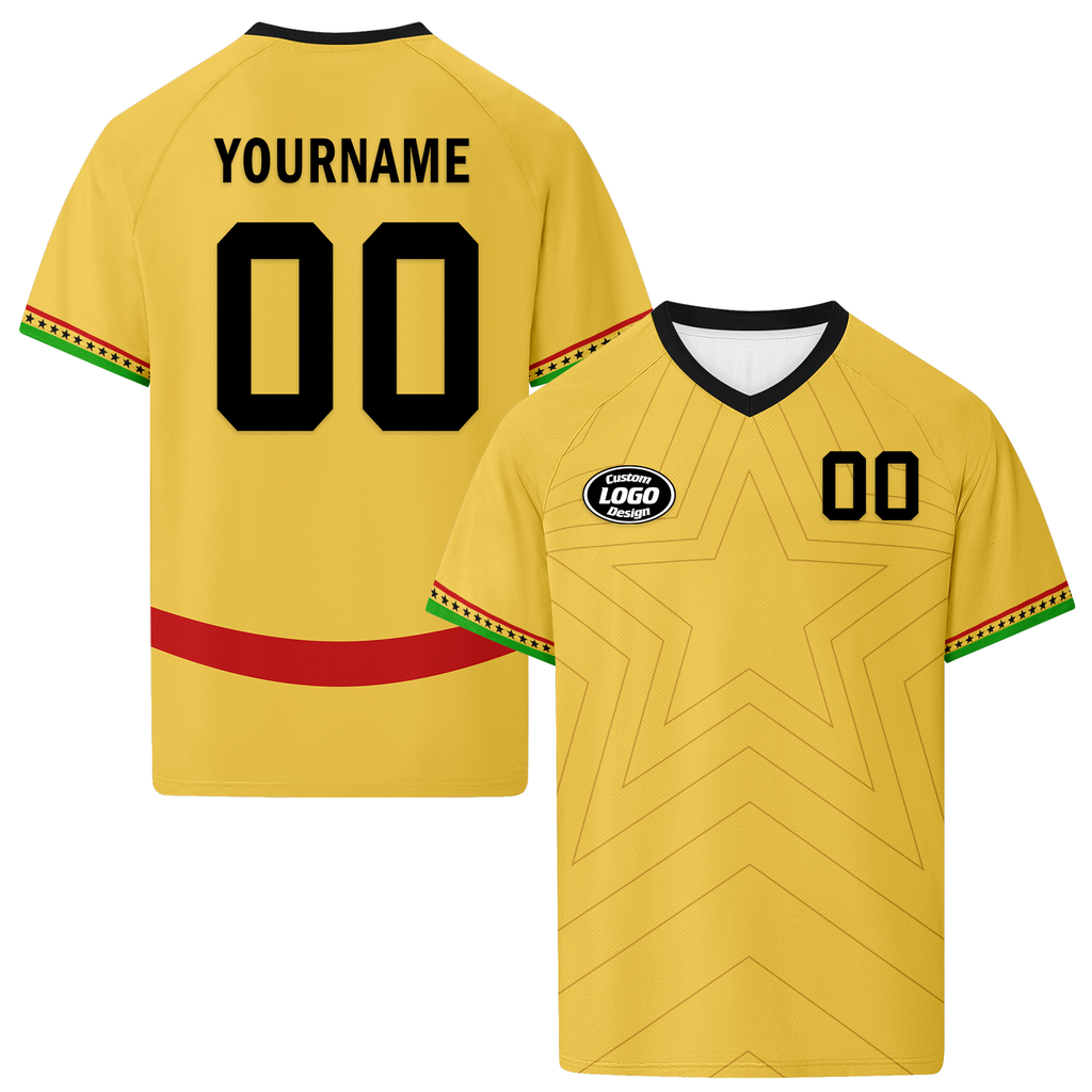 Custom Ghana 2026 World Cup High Quality Soccer Stadium Version Jersey Sneakers Sports Shoes and Hat Combo Offer Personalized Team Name and Logo ZH-F006104-1