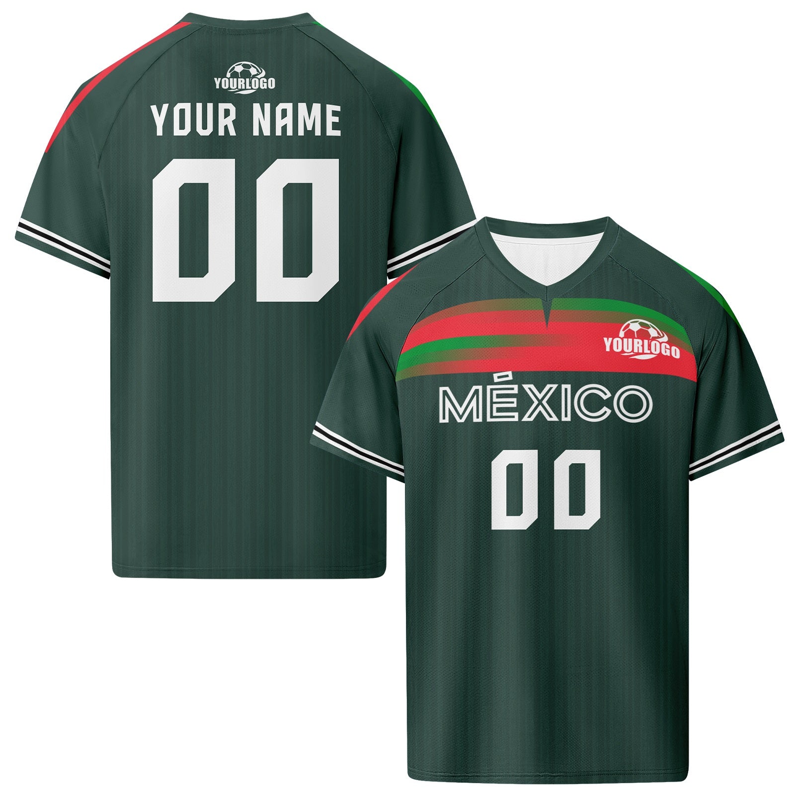 Custom Mexico 2026 World Cup High Quality Soccer Stadium Version Jersey Sneakers Sports Shoes and Hat Combo Offer Personalized Team Name and Logo ZH-F007043-001