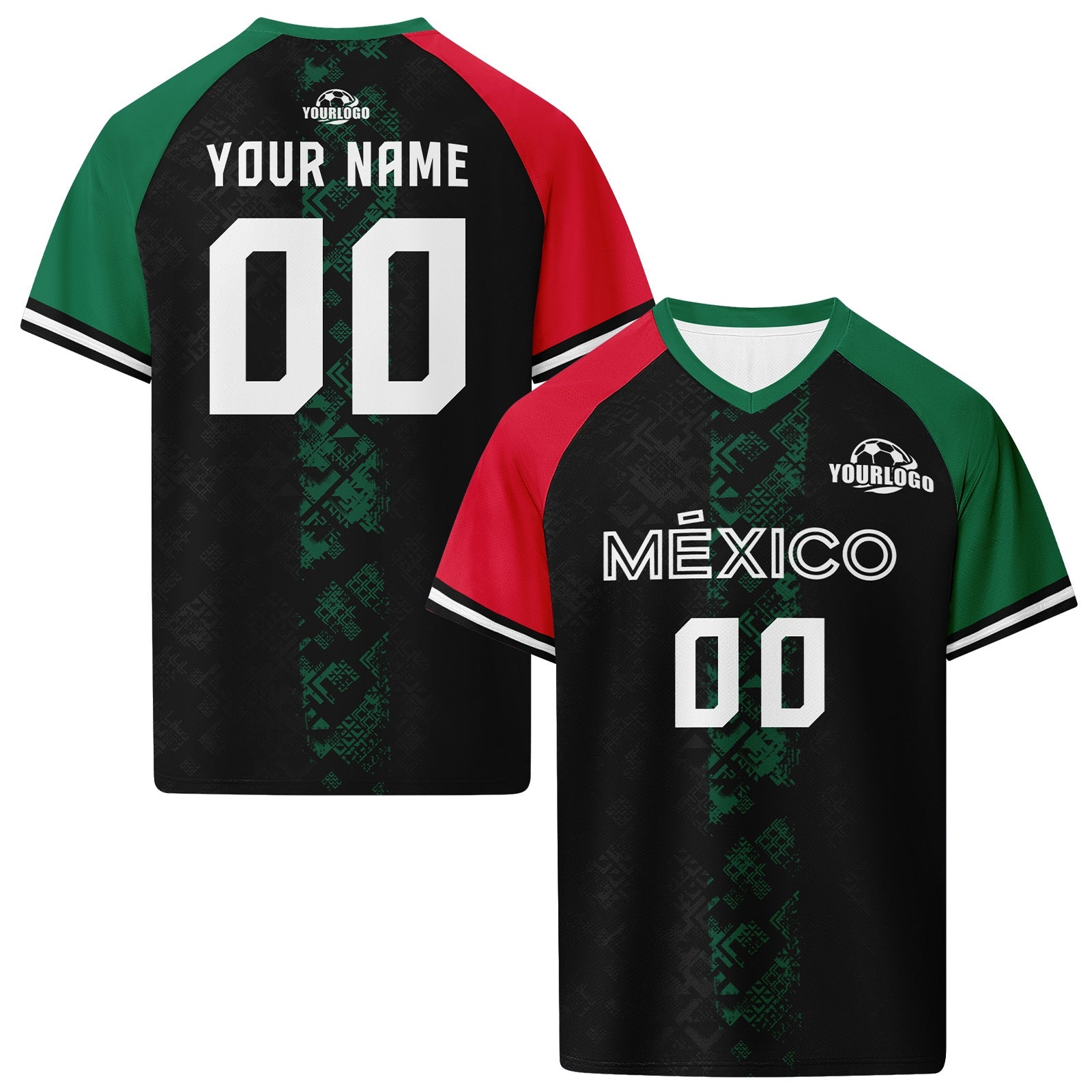 Custom Mexico 2026 World Cup High Quality Soccer Stadium Version Jersey Sneakers Sports Shoes and Hat Combo Offer Personalized Team Name and Logo ZH-F007043-002