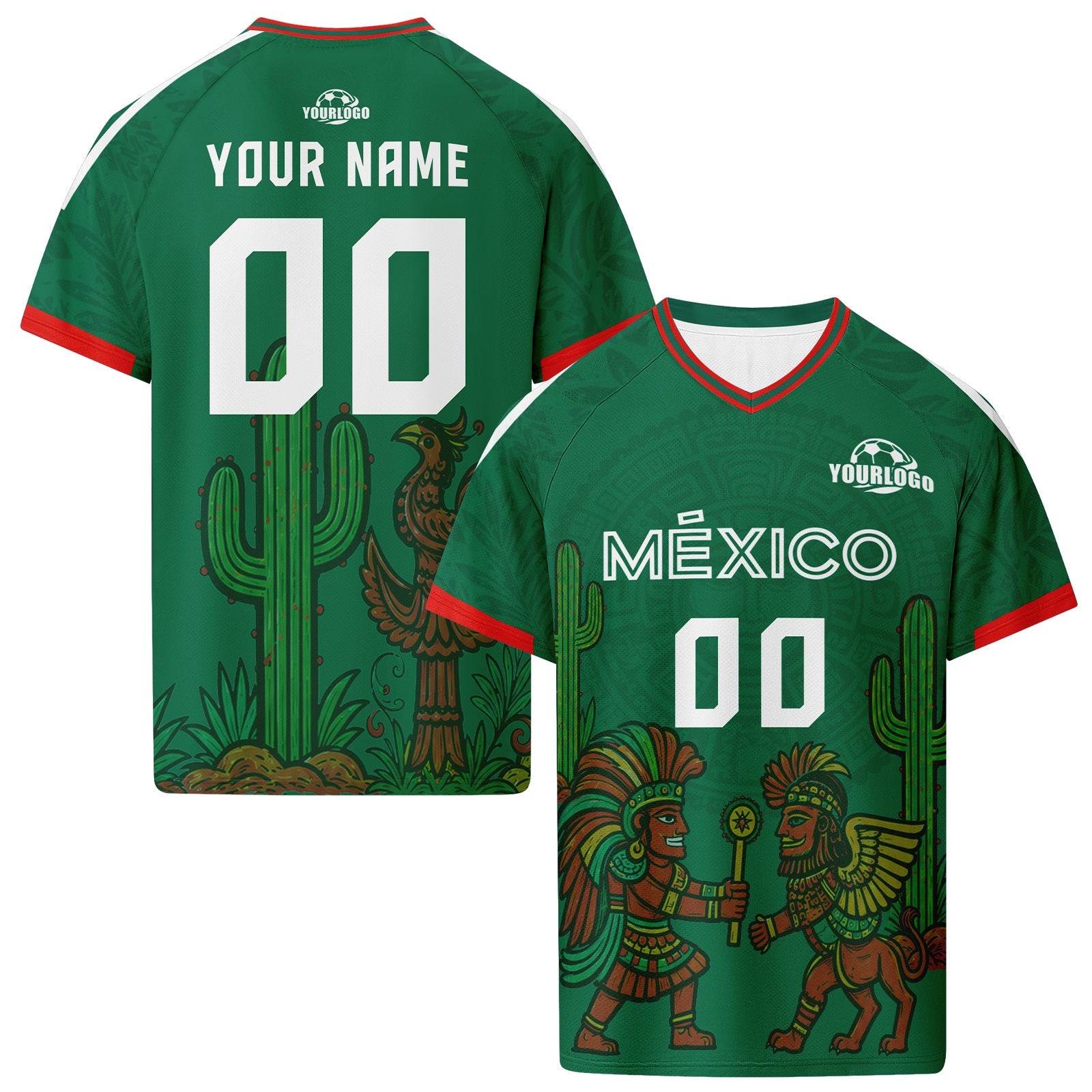 Custom Mexico 2026 World Cup High Quality Soccer Stadium Version Jersey Sneakers Sports Shoes and Hat Combo Offer Personalized Team Name and Logo ZH-F007043-004