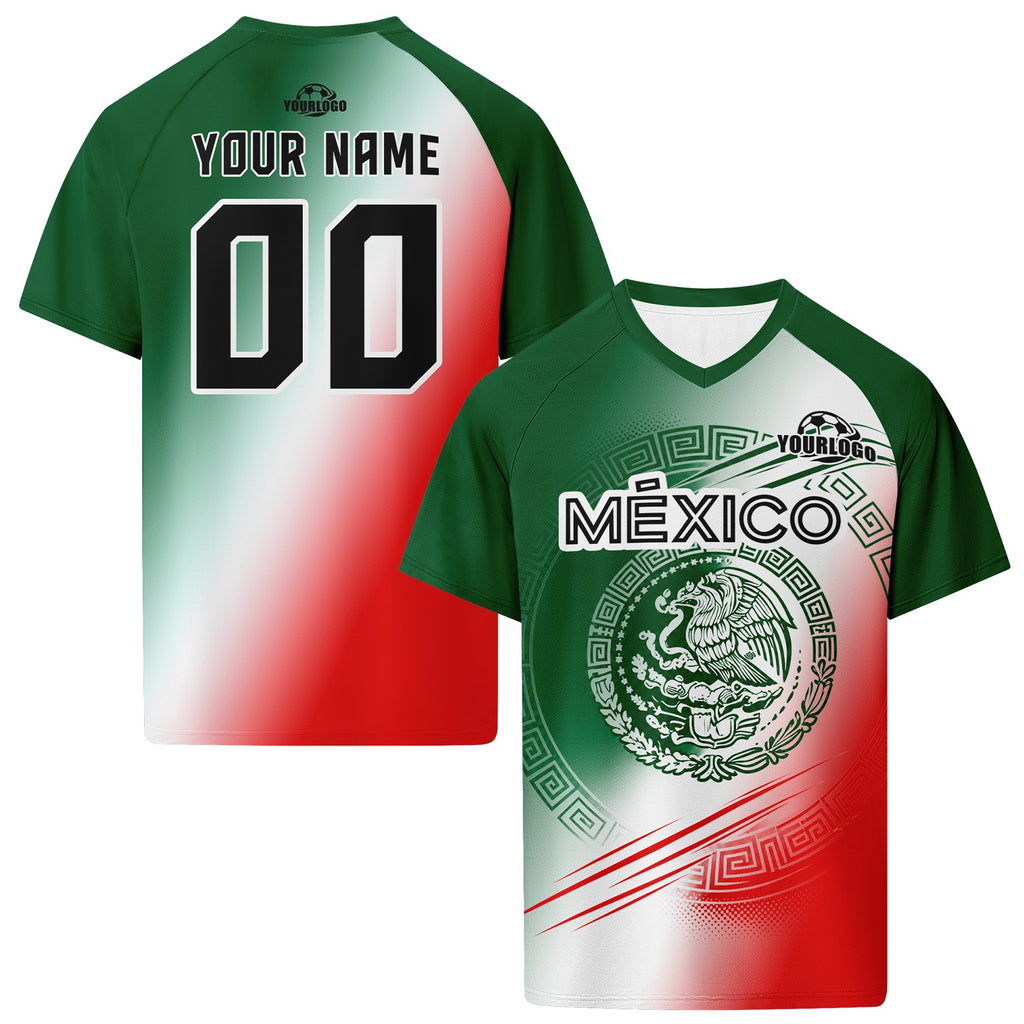 Custom Mexico 2026 World Cup High Quality Soccer Stadium Version Jersey Sneakers Sports Shoes and Hat Combo Offer Personalized Team Name and Logo ZH-F007043-005